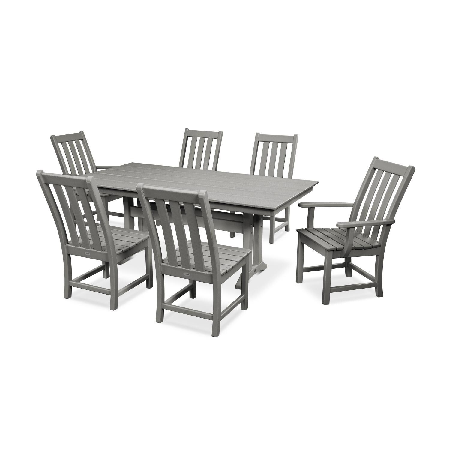 POLYWOOD PWS340-1-GY Vineyard 7-Piece Farmhouse Trestle Dining Set thumbnail