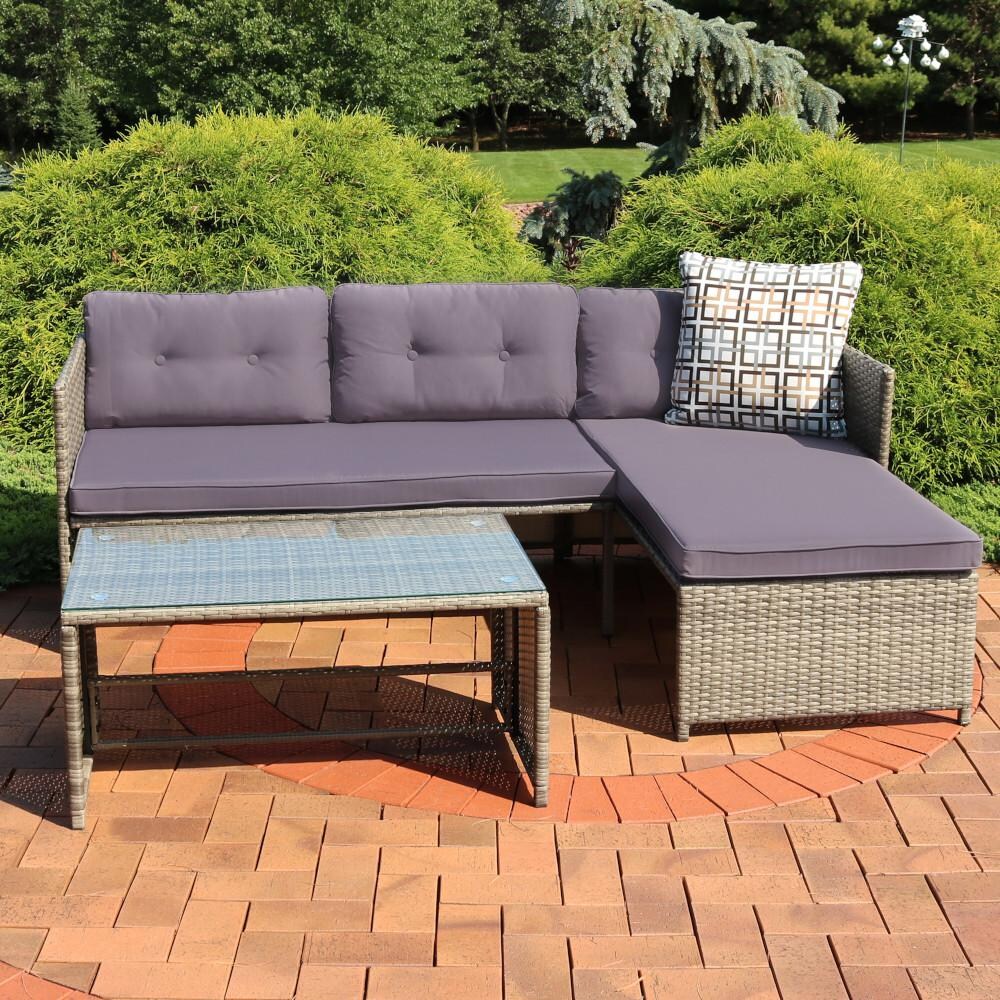 Sunnydaze Decor Longford Outdoor Patio Sectional Sofa Set W/ Cushions - Charcoal - GF-714 image