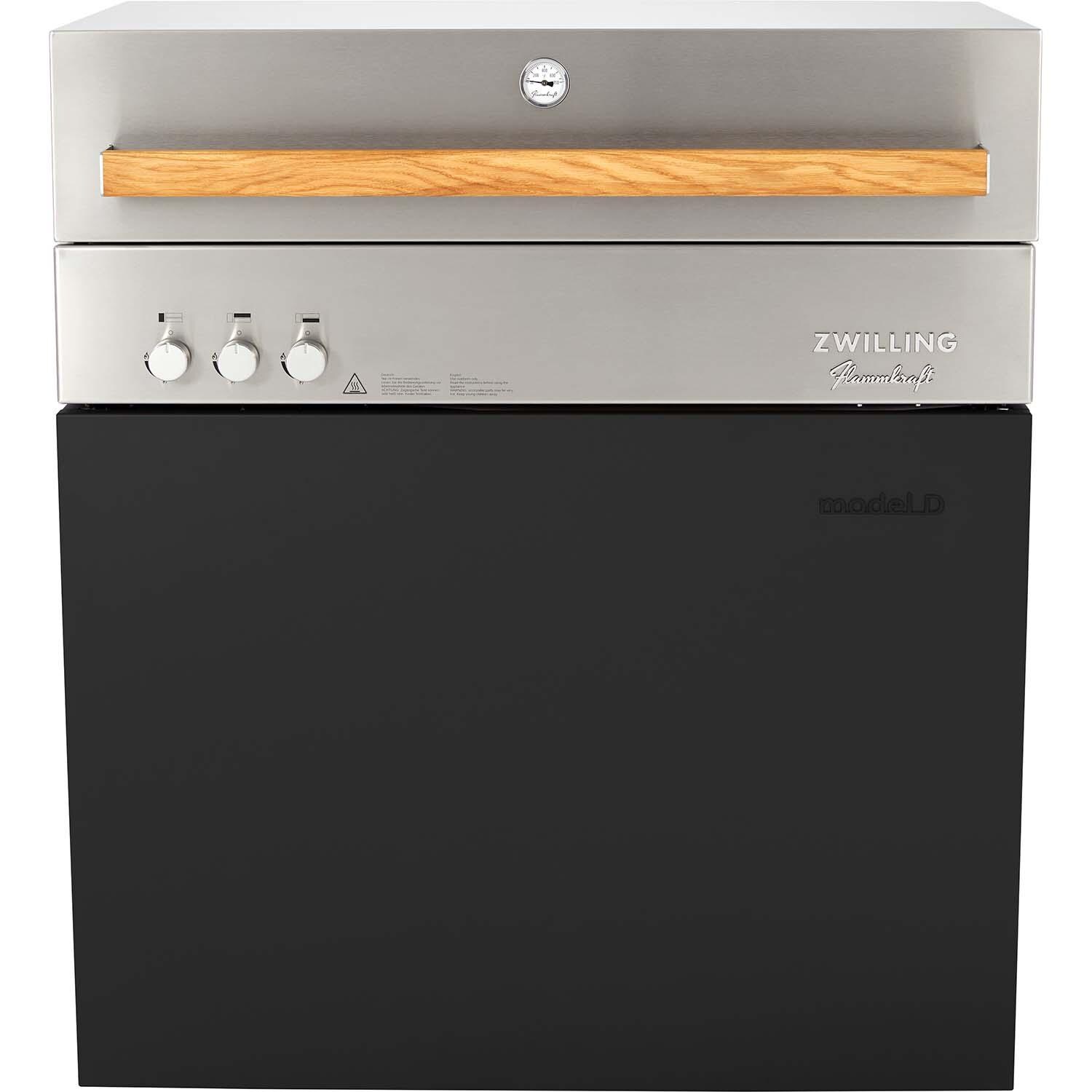 Flammkraft 1030978 Model D Natural Gas Grill - Ivory Black - Closed - White Background thumbnail