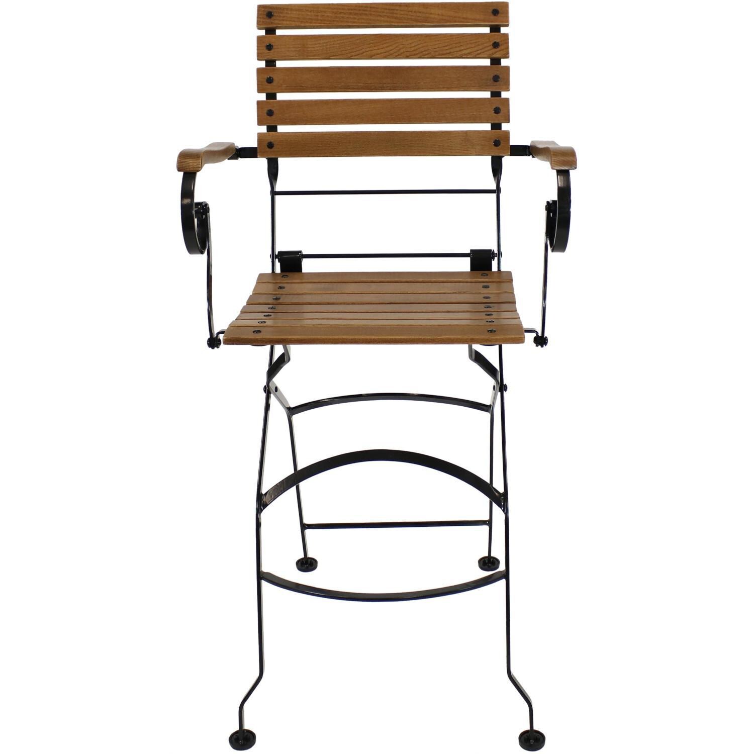 Ultimate Patio 2 Piece Deluxe European Chestnut Folding Bistro Bar Chair Set - Front View thumbnail