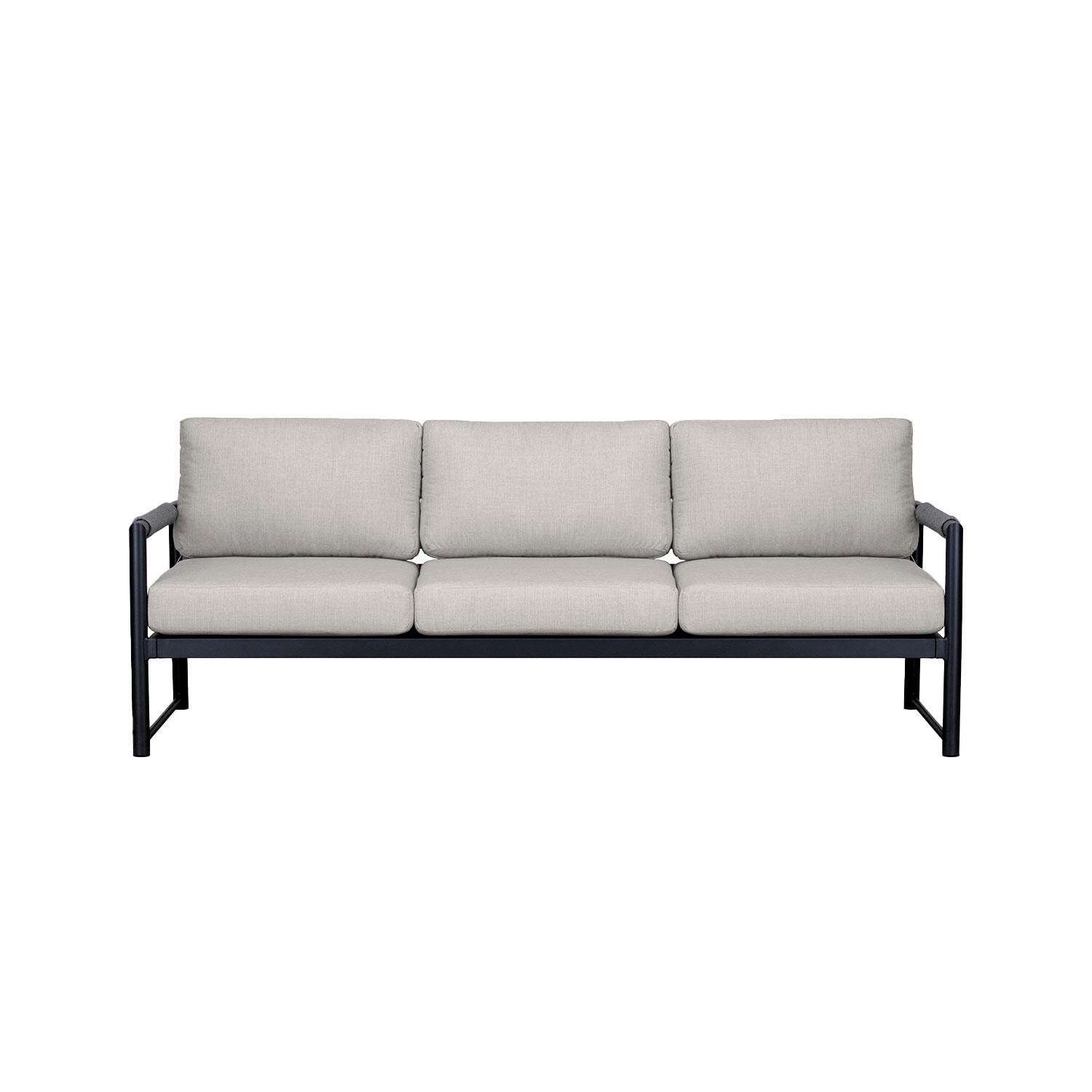 Avenue Bay 3 Person Aluminum Sofa in Black/Cast Silver by Lakeview Outdoor Designs