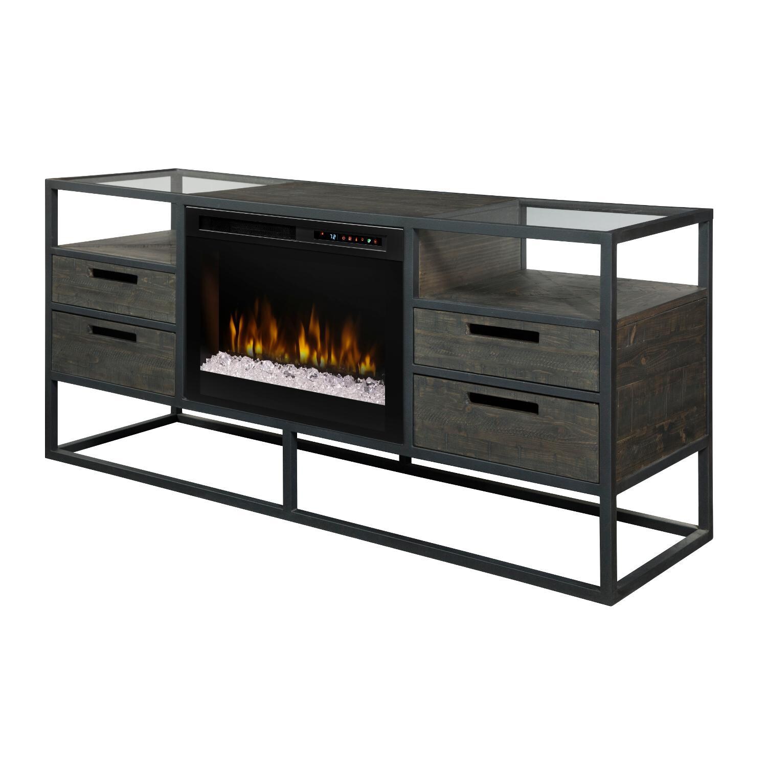 Dimplex - GDS26G8-4034NB - Ivan 58-Inch Electric Fireplace Media Console - Acrylic Ice Embers - Noir Brown thumbnail