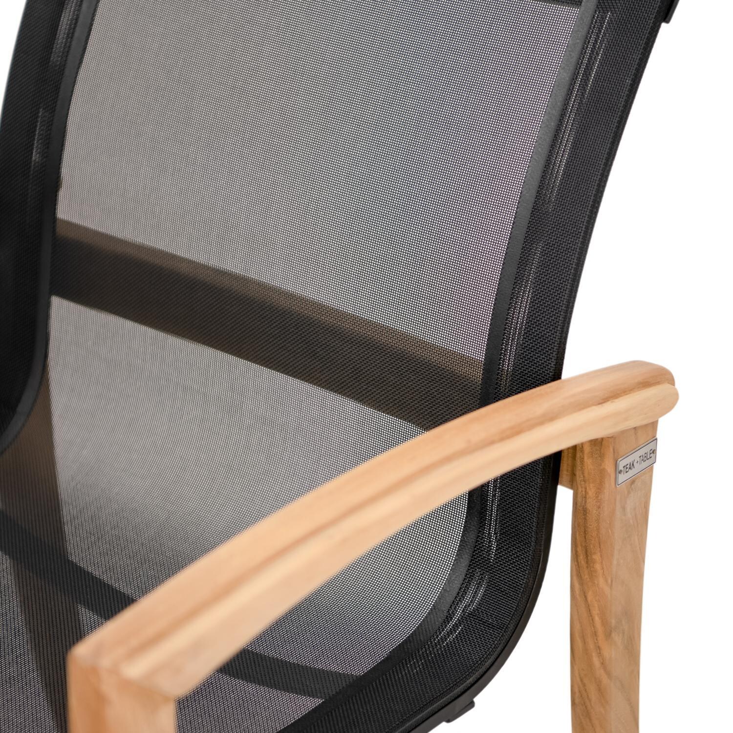 Teak + Table Capri Pedestal 5 Piece Dining Set W/ 42 Inch Table - Sling Dining Chair Seat Detail - Detail thumbnail