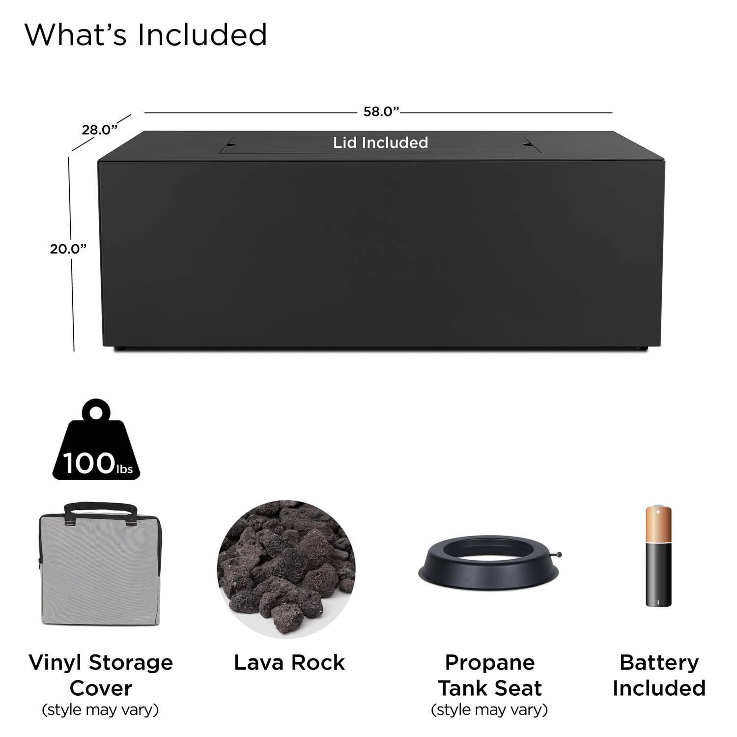 Covewood 28 Inch Rectangular Aluminum Propane Fire Pit Table in Charcoal by BBQGuys Signature - Included thumbnail