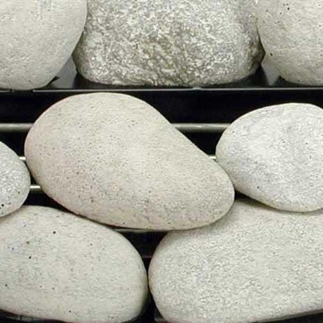 Rasmussen 30-Inch White ALTERNA FireStone Set With Vent-Free Black Chassis Burner - Close-Up Of FireStones thumbnail