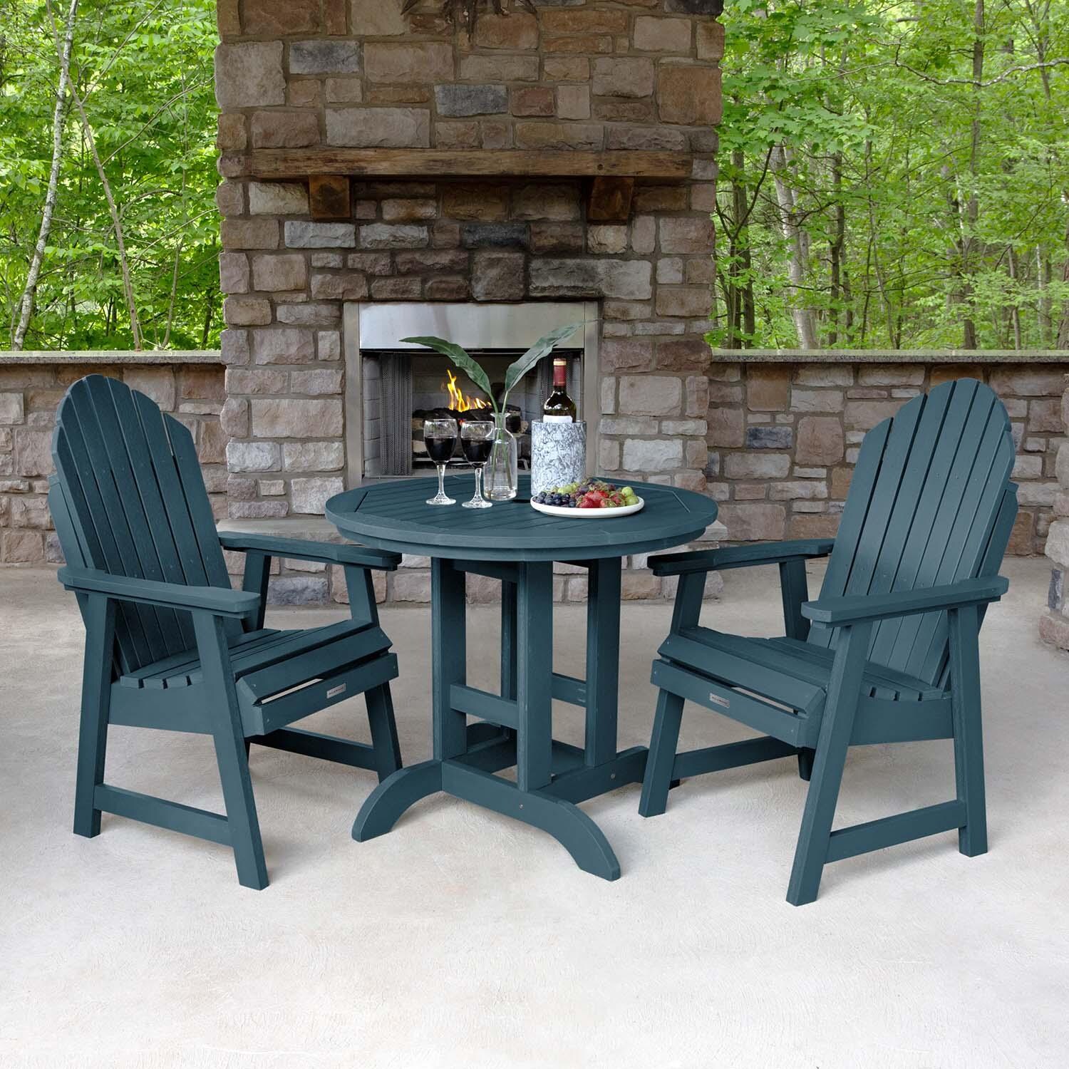 Dream Bay 3 Pc Recycled Plastic Round Dining Set in Nantucket Blue By Lakeview Outdoor Designs - Lifestyle thumbnail
