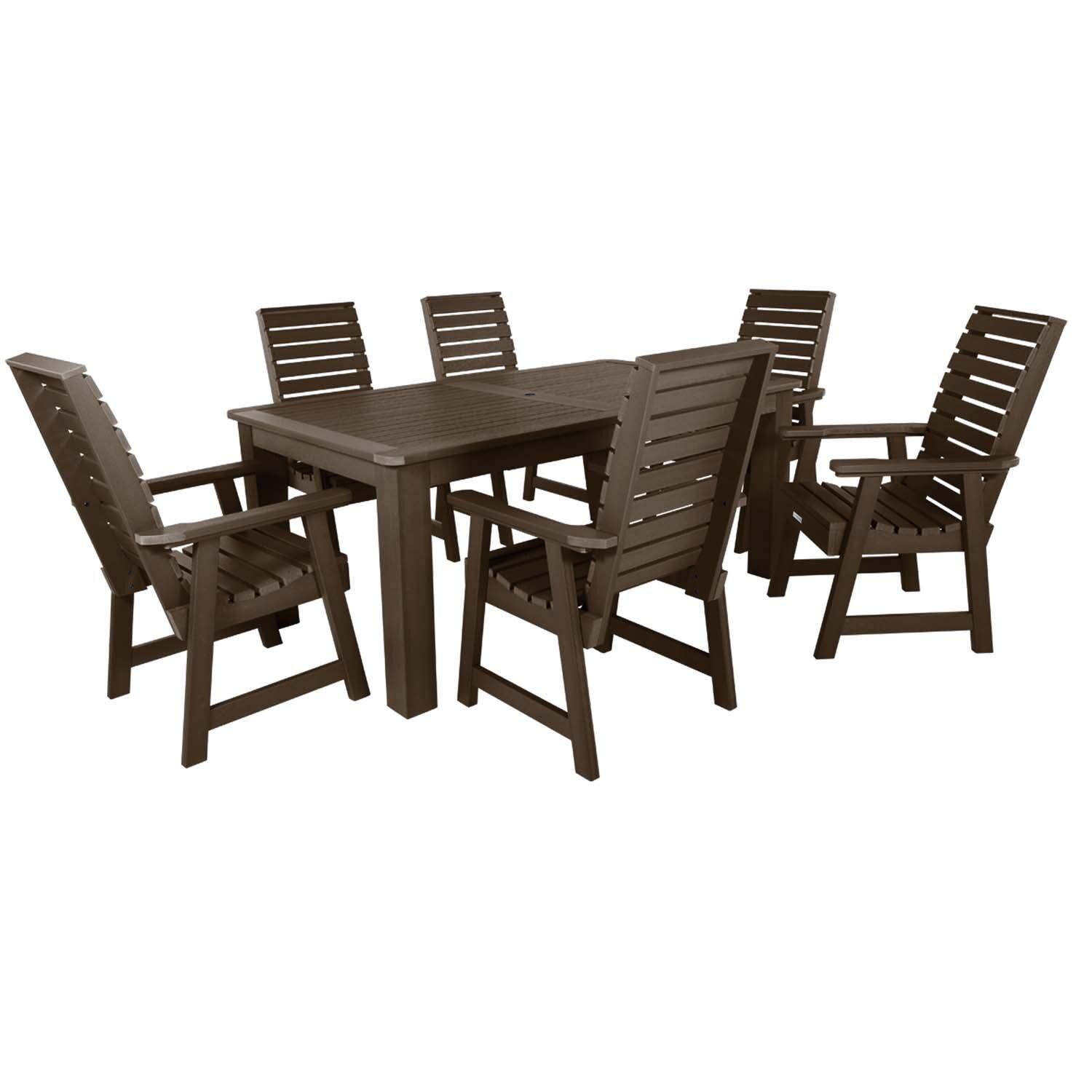 Elm Pointe 7 Pc Rectangular Dining Set in Weathered Acorn By Lakeview Outdoor Designs - White Background thumbnail