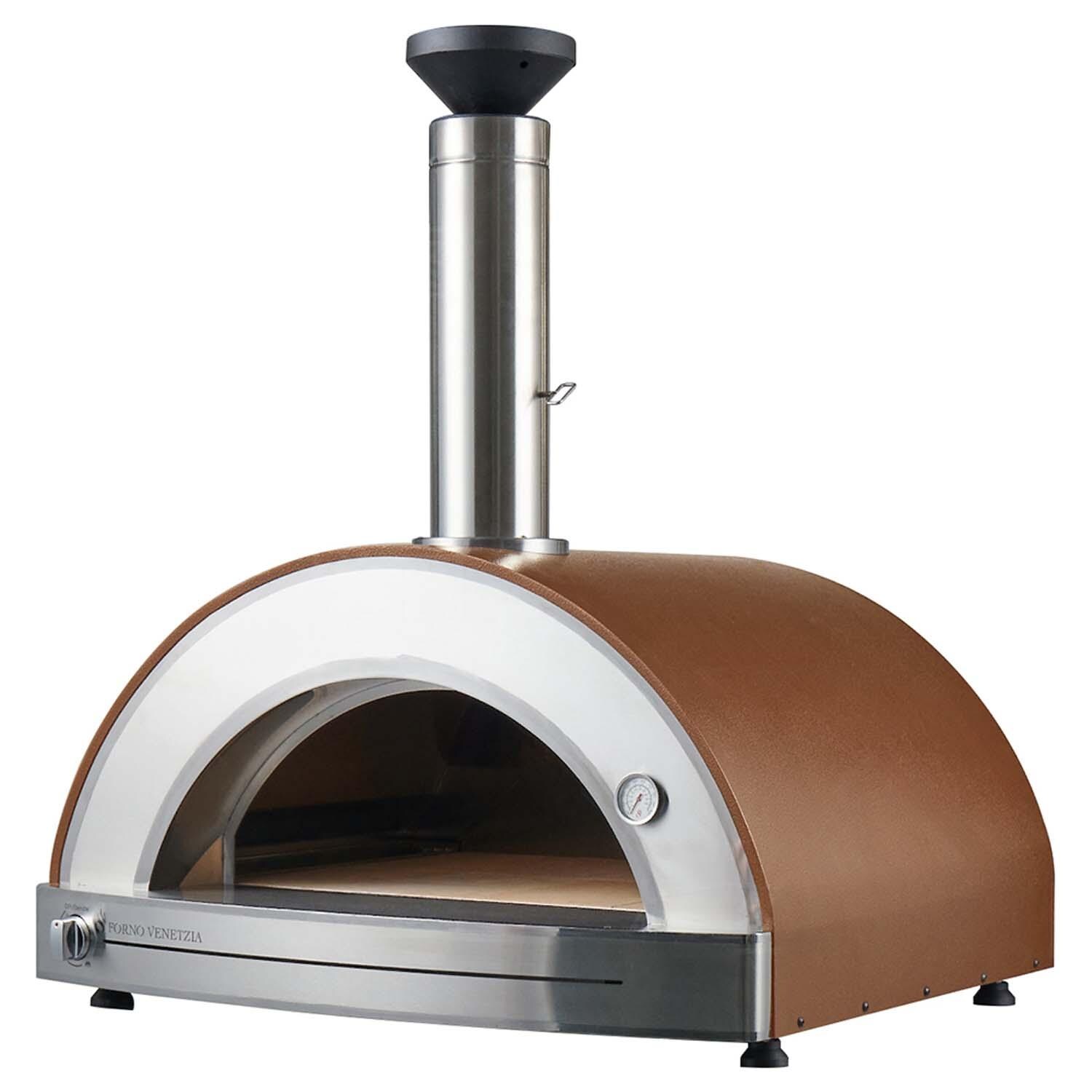 Forno Venetzia FVTOR225-G-NG-CAPP Torino 225 Hybrid Natural Gas Pizza Oven - Cappuccino - Door Open - White Background thumbnail