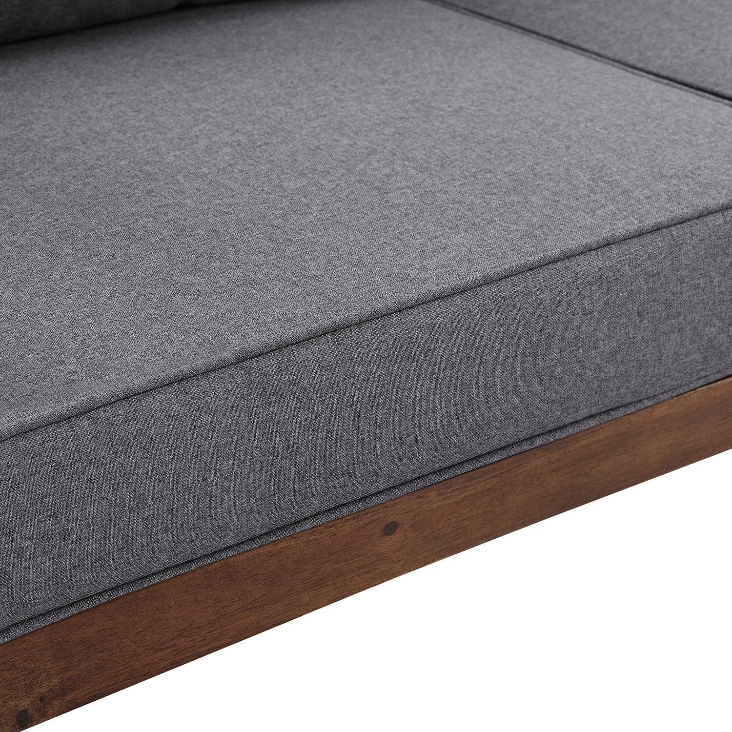 Ultimate Patio Land Bay Acacia & Steel Patio Loveseat W/ Gray Cushions - Dark Brown - Cushion Detail thumbnail