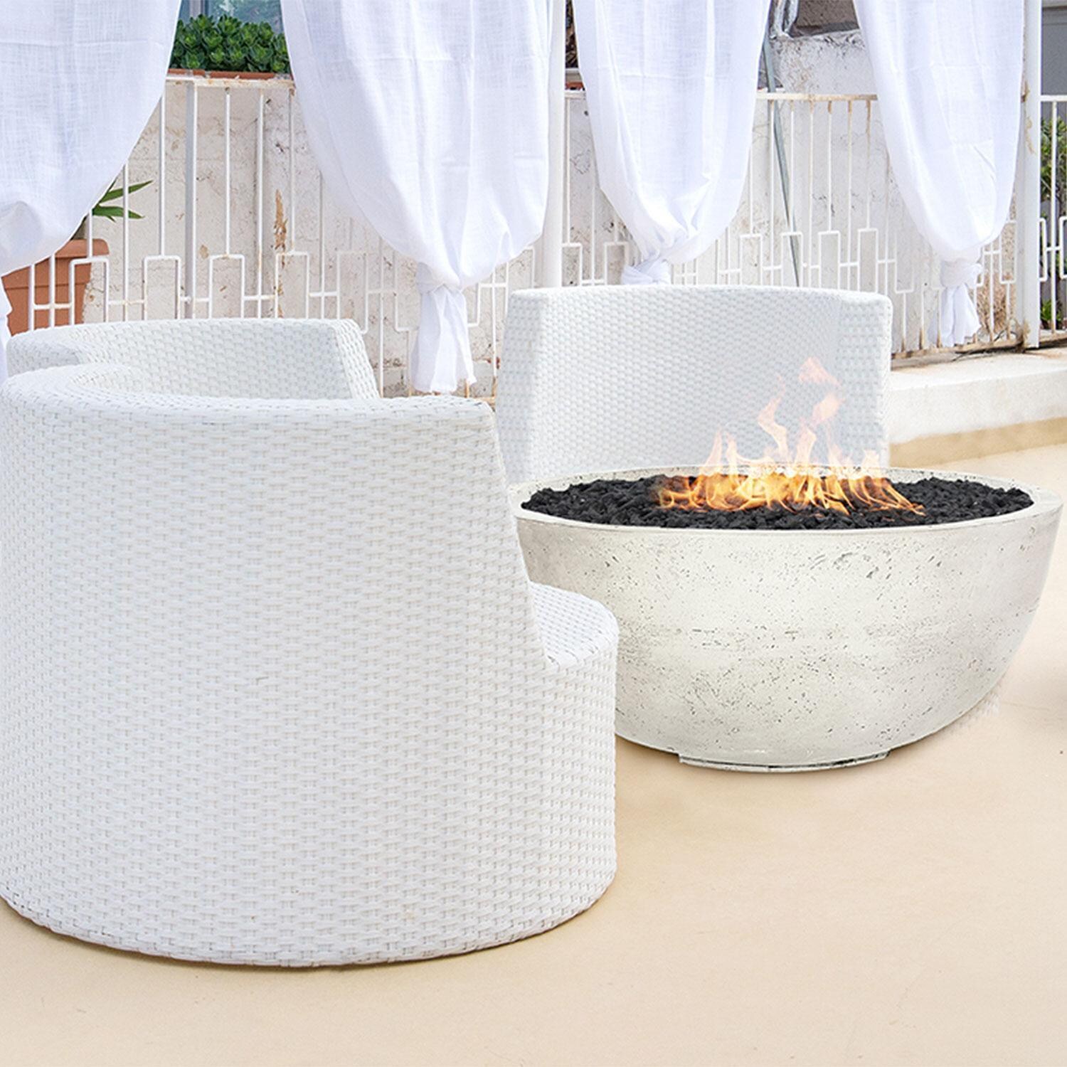 Moderno 1 39-in Round GFRC Natural Gas Fire Bowl in Ultra White by Prism Hardscapes