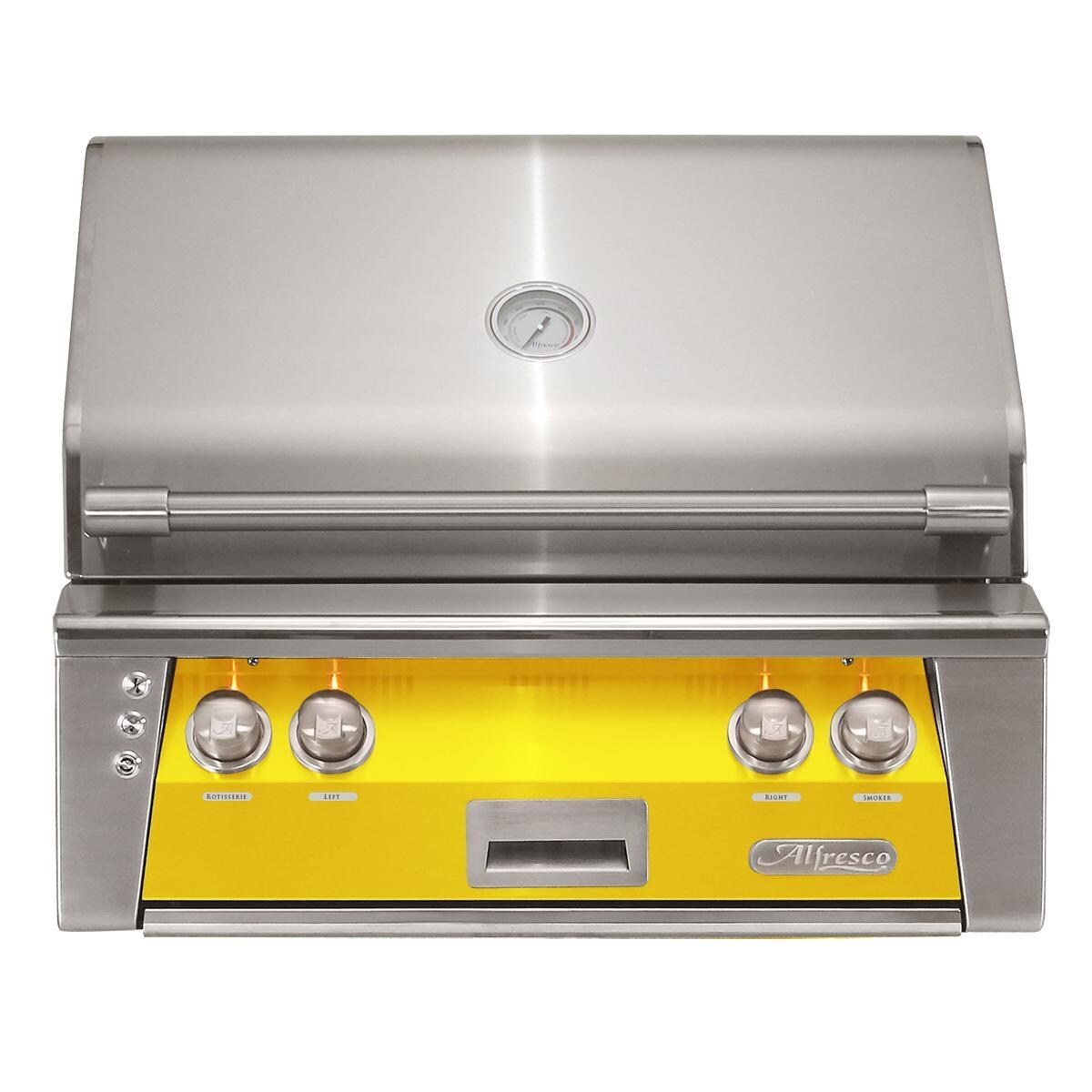 Alfresco ALXE 30-Inch Built-In Propane Grill With Rotisserie in Traffic Yellow - ALXE-30-LP-S1023
