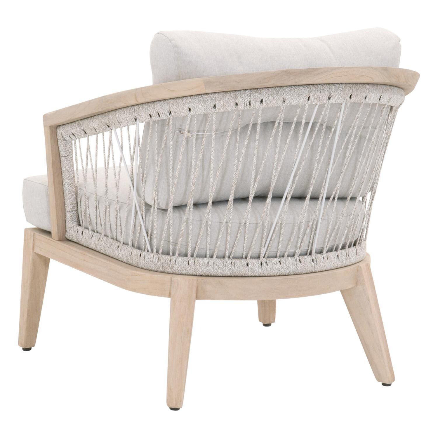 Lakeview Heritage Way Woven Rope Club Chair in Taupe & White - Back Angle View thumbnail