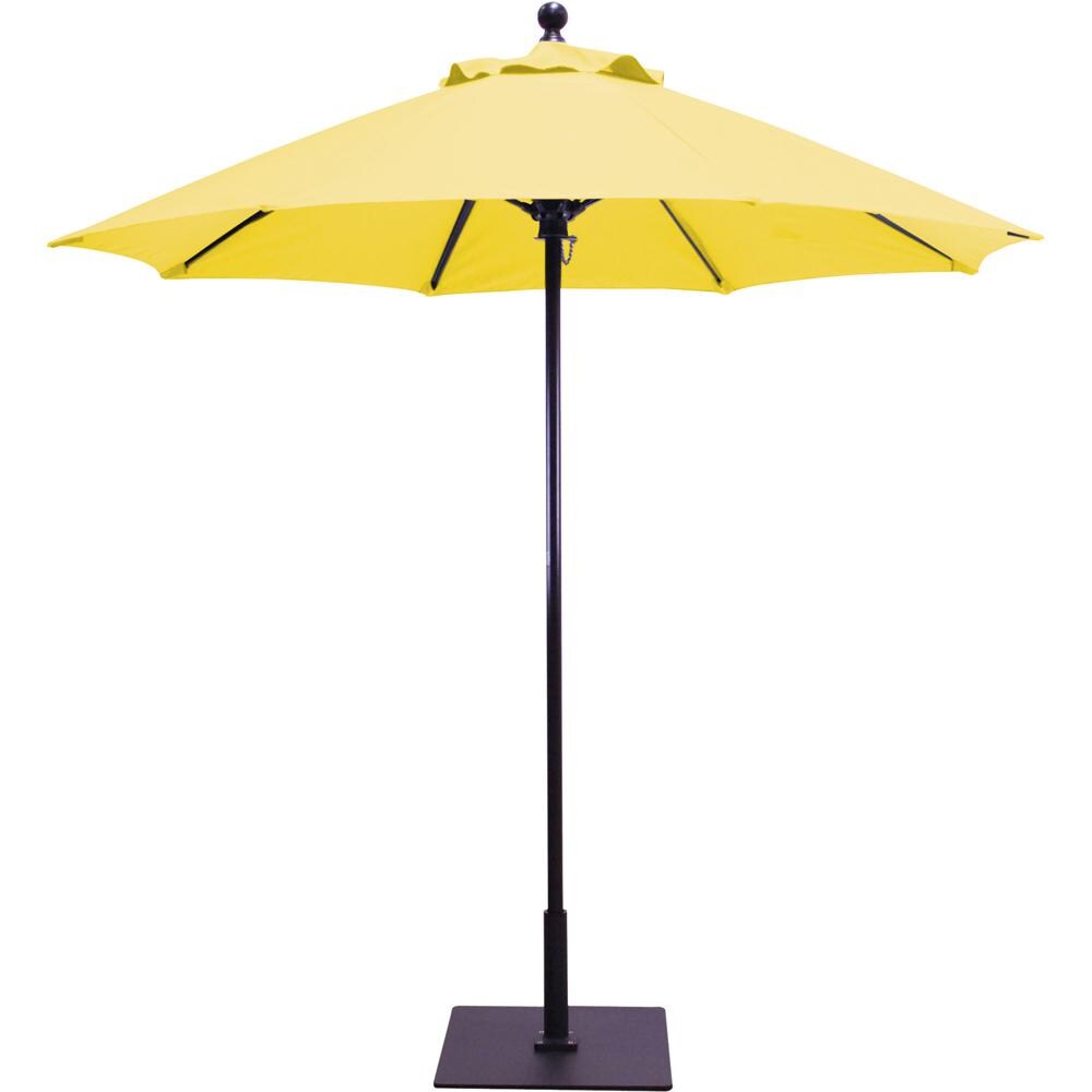 Galtech 7.5 Ft. Octagonal Aluminum Patio Umbrella W/ Manual Lift - Black Frame W/ Sunflower Yellow Sunbrella Fabric (Umbrella Base Not Included) thumbnail