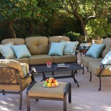 Darlee Elisabeth 8 Piece Cast Aluminum Patio Conversation Seating Set - End Table With Ice Bucket Insert image