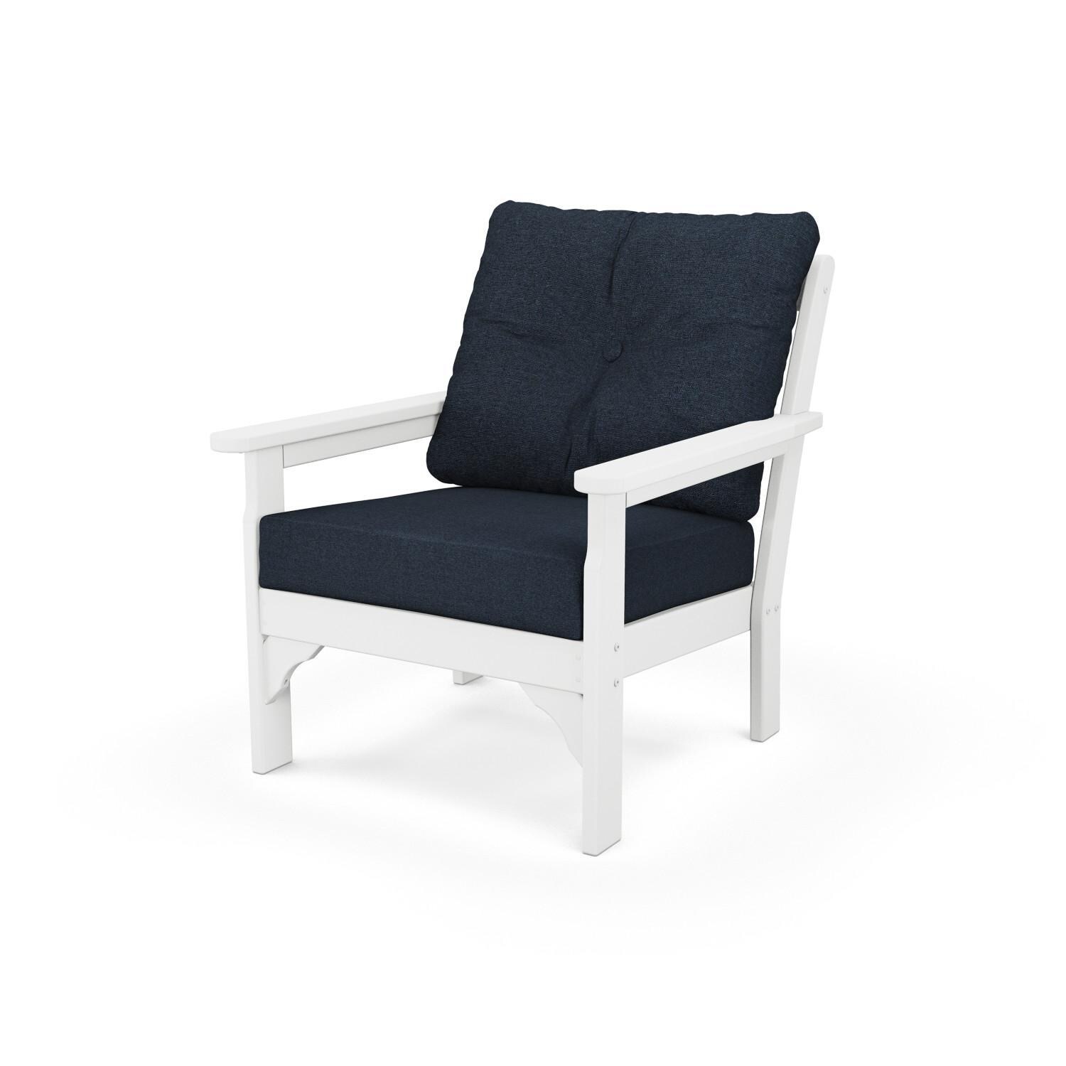 POLYWOOD Vineyard White & Marine Indigo Deep Seating Chair thumbnail