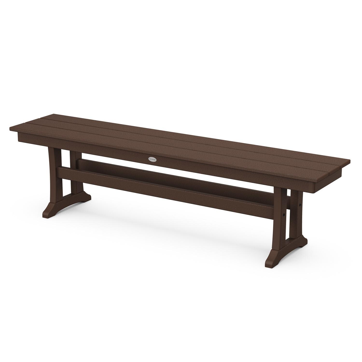 POLYWOOD Farmhouse Trestle 65-Inch Bench - Mahogany image