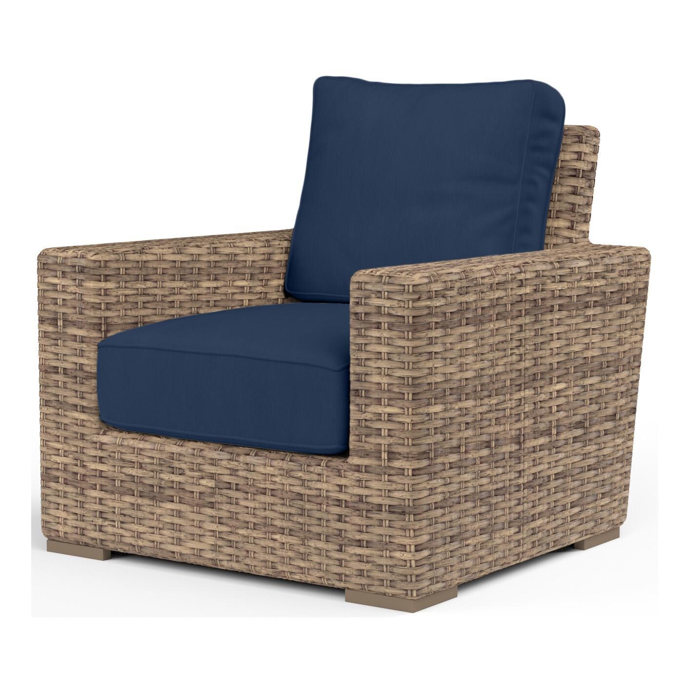 Havana Wicker Club Chair in Tobacco/Spectrum Indigo by Sunset West - White Background thumbnail
