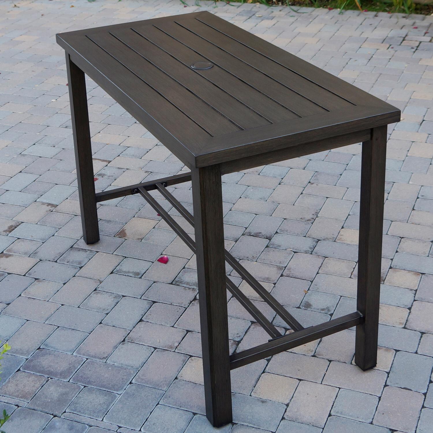 Darlee Brooklyn 58 X 28-Inch Cast Aluminum Patio Rectangular Counter Height Serving Table - Angled View