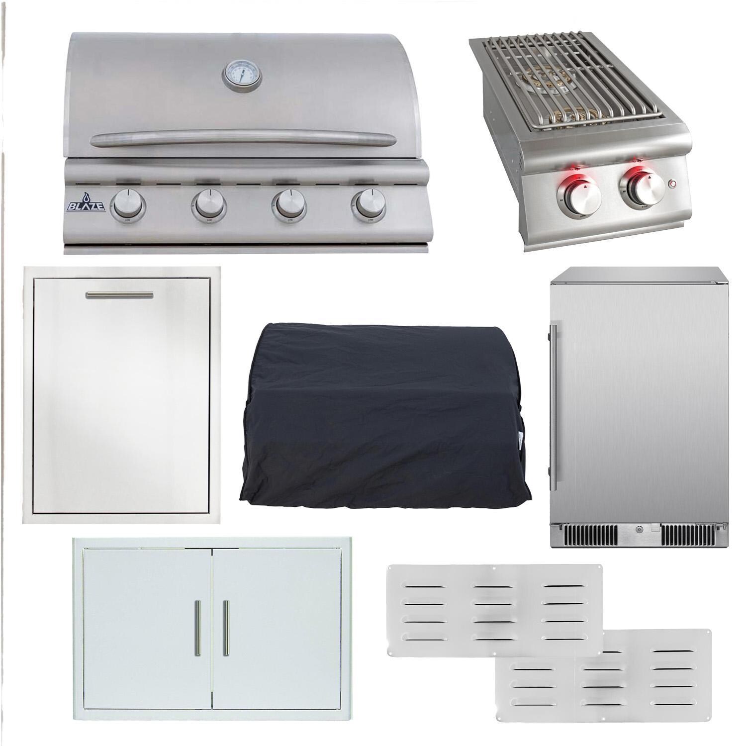 Blaze BCM 8 Pc 32-in Natural Gas Outdoor Kitchen Package w/ 20-in Refrigerator - White Background thumbnail