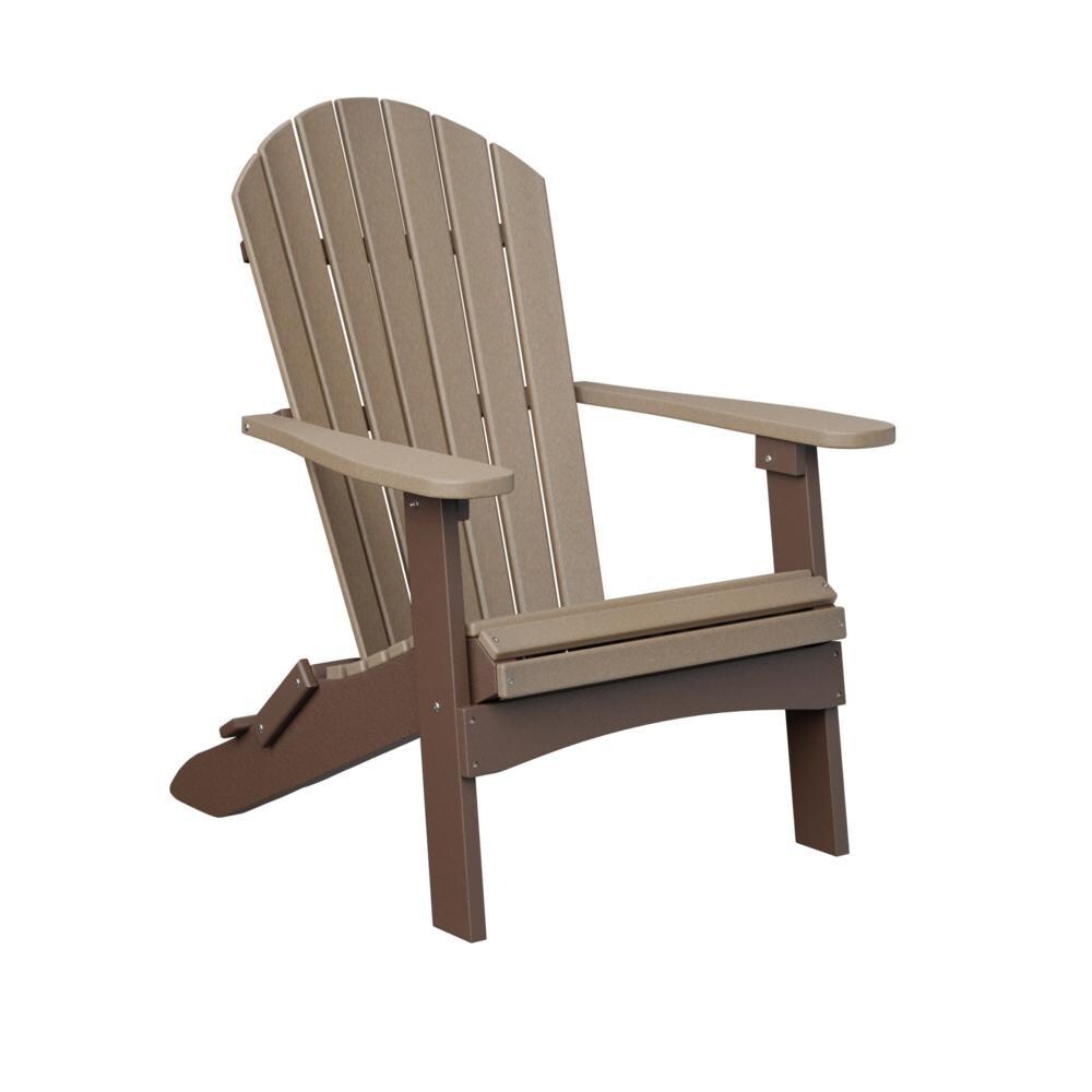 Berlin Gardens Comfo Back Folding Adirondack Chair - Weatherwood on Chocolate Brown thumbnail