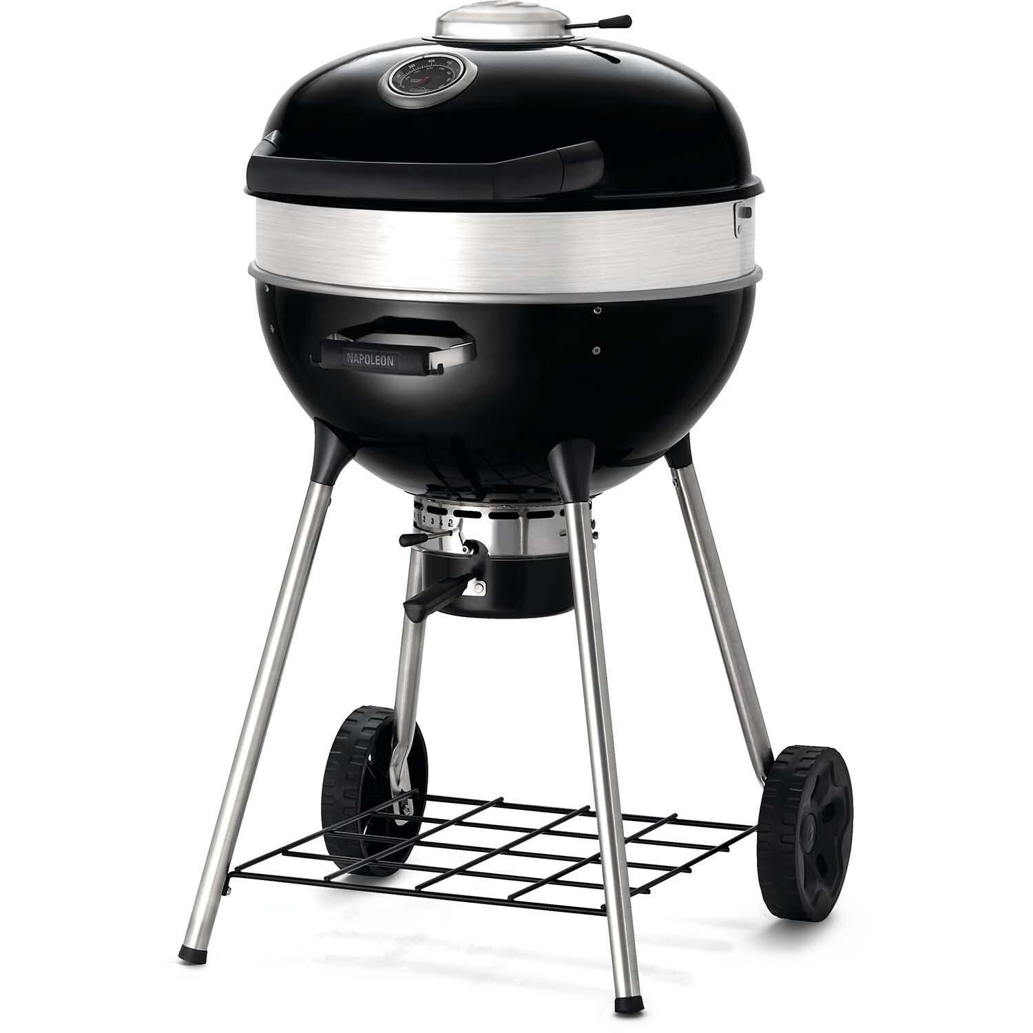 Napoleon PRO22K-LEG-3 PRO 22 Inch Charcoal Kettle Grill - Black - Angled - White Background thumbnail