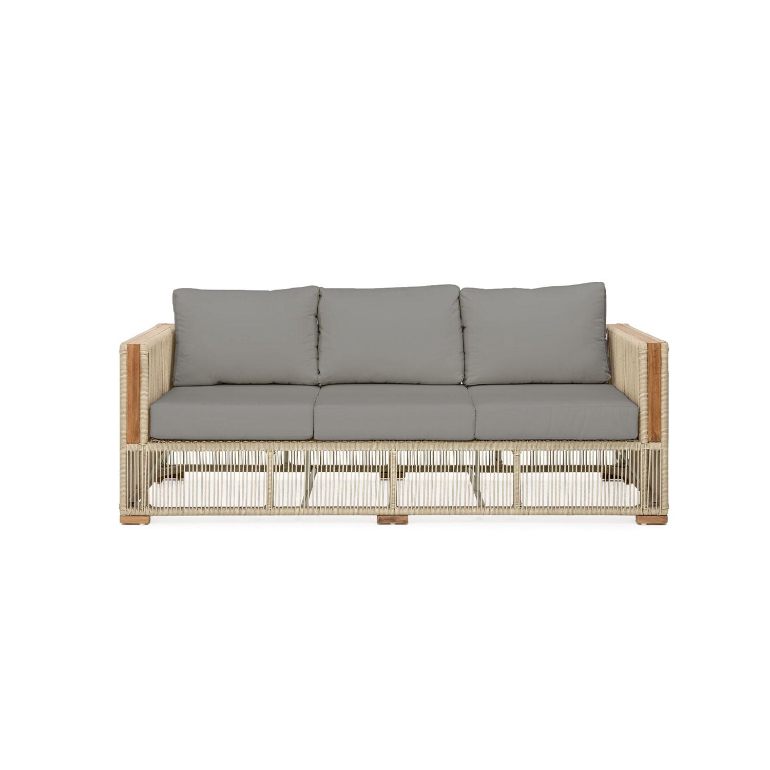 Pelican View 3 Person Woven Rope Sofa in Charcoal by Lakeview Outdoor Designs - White Background thumbnail
