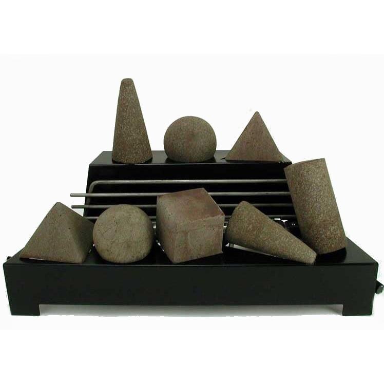 Rasmussen 24-Inch Brown ALTERNA FireShape Set With Vent Free Propane Black Chassis Burner - Variable Flame Remote