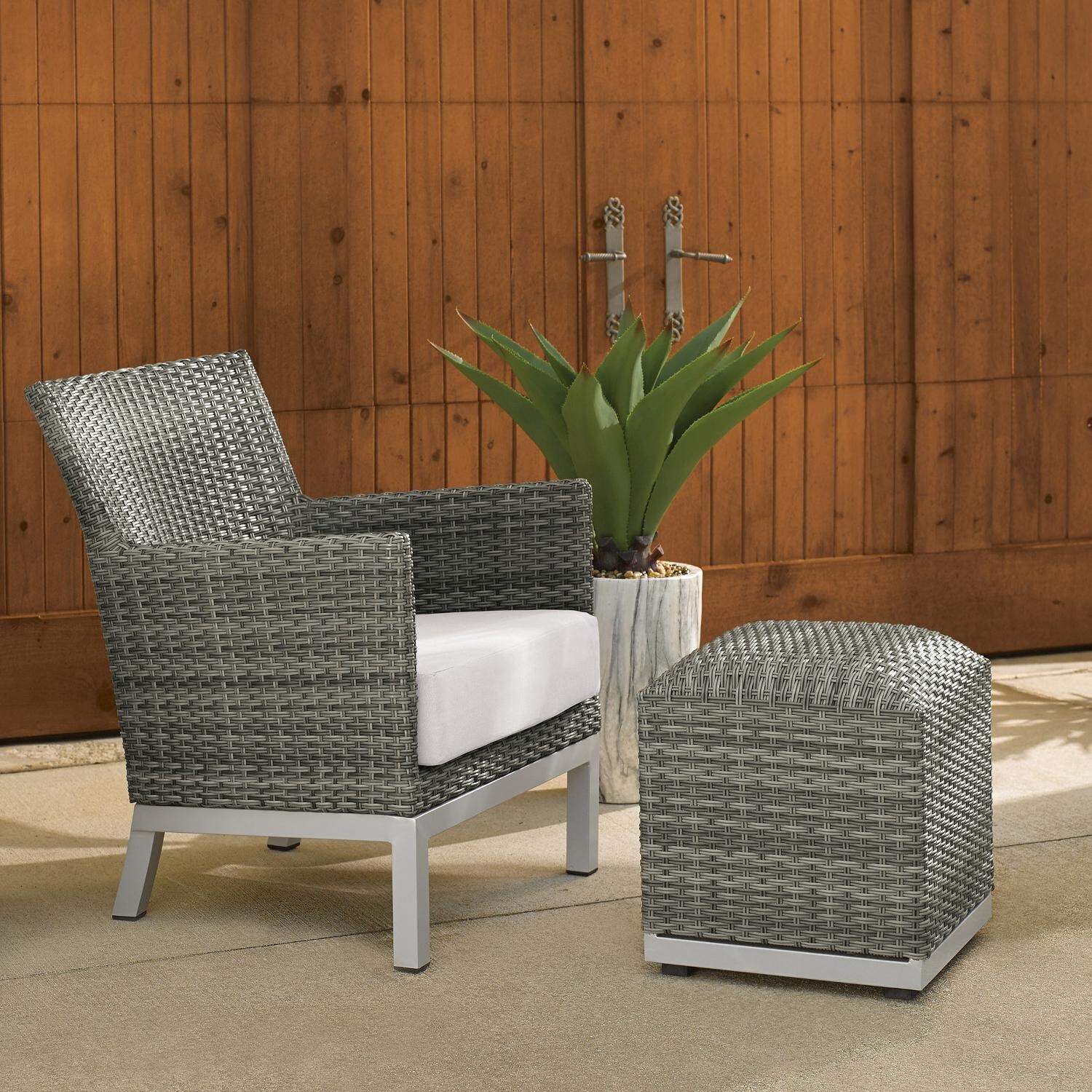 Argento 2 Piece Wicker Patio Seating Set W/ Ottoman By Oxford Garden - On The Patio thumbnail
