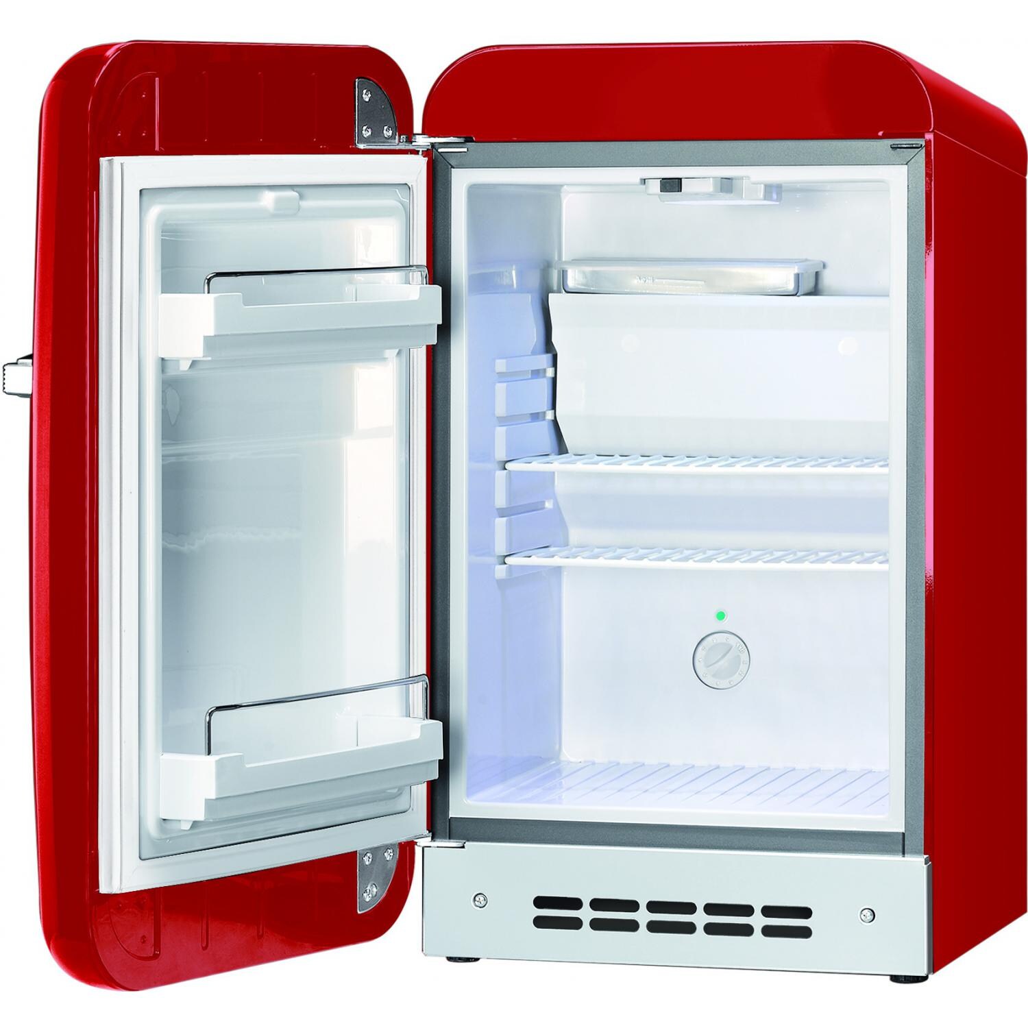 SMEG 1.5 Cu. Ft. Retro Style Red Compact Refrigerator Left Hinge Interior - FAB5ULR thumbnail