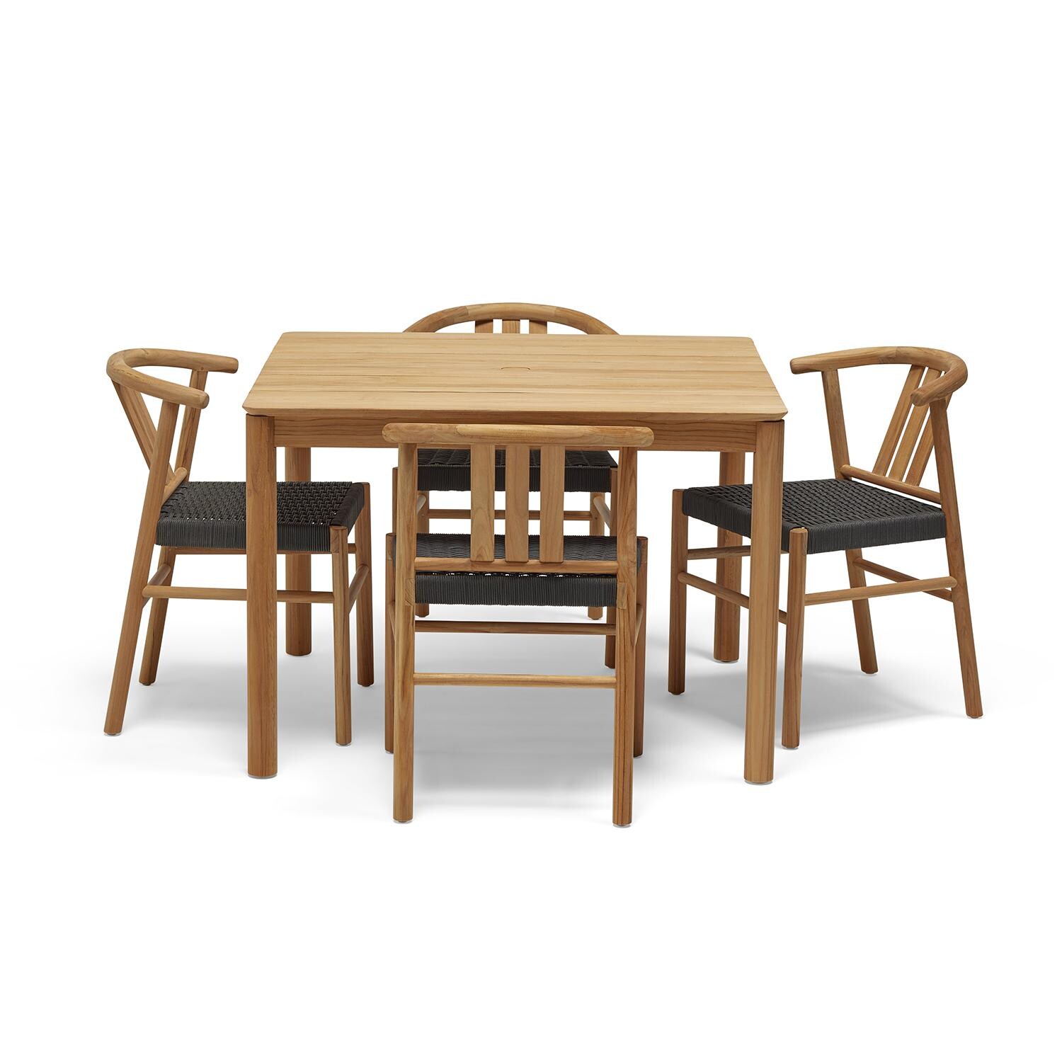 Neighbor HVN-SDT-SET 5 Piece Teak Square Dining Set - Profile View thumbnail