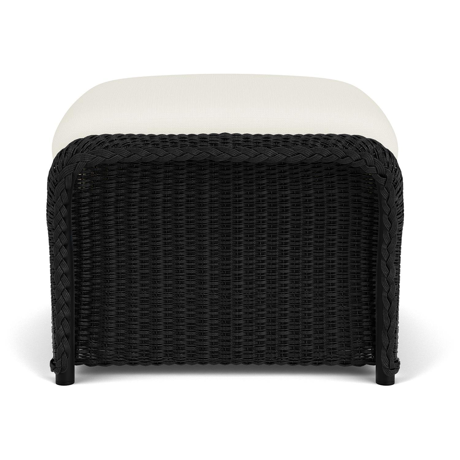 Lloyd Flanders Weekend Retreat Woven Ottoman in Ebony Finish W/ Sailcloth Salt Fabric - Side thumbnail
