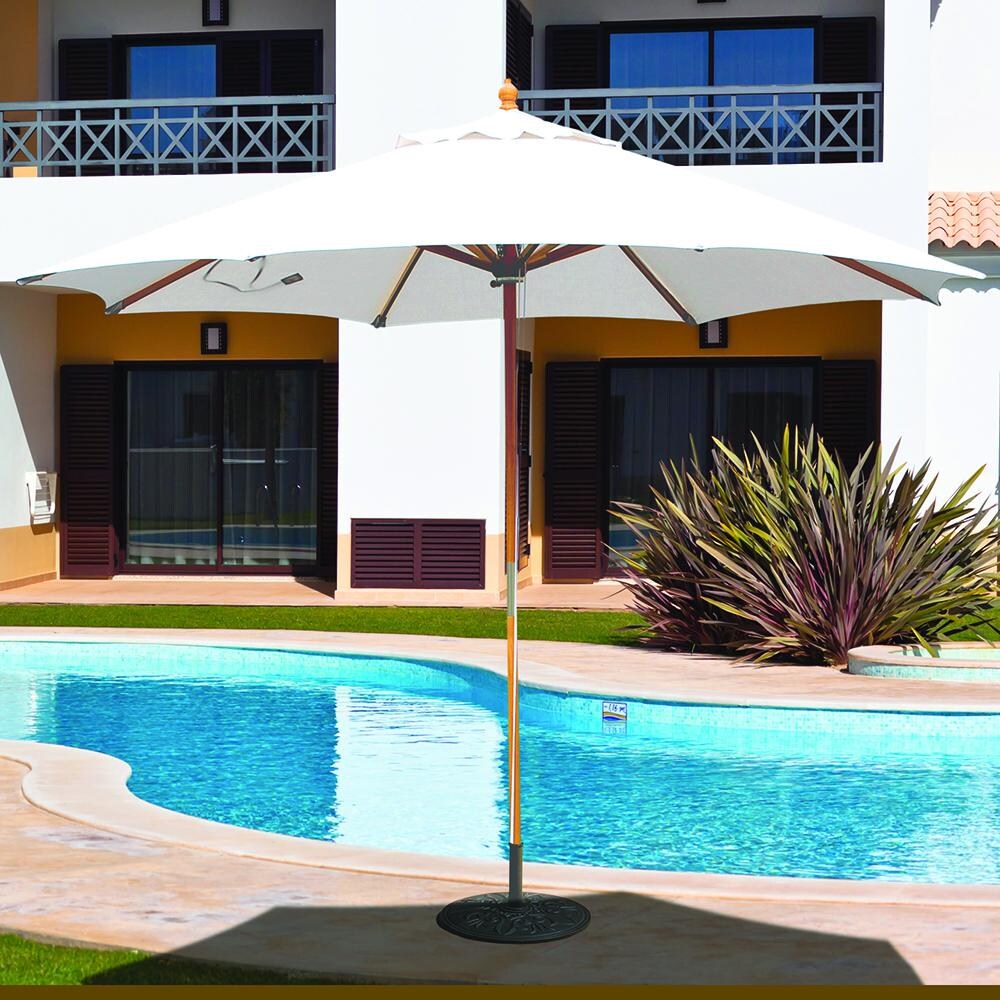 Galtech 11 Ft. Octagonal Patio Umbrella W/ Pulley Lift - Lifestyle View - Shown W/ Canvas Subrella Fabric (Umbrella Base Not Included) thumbnail