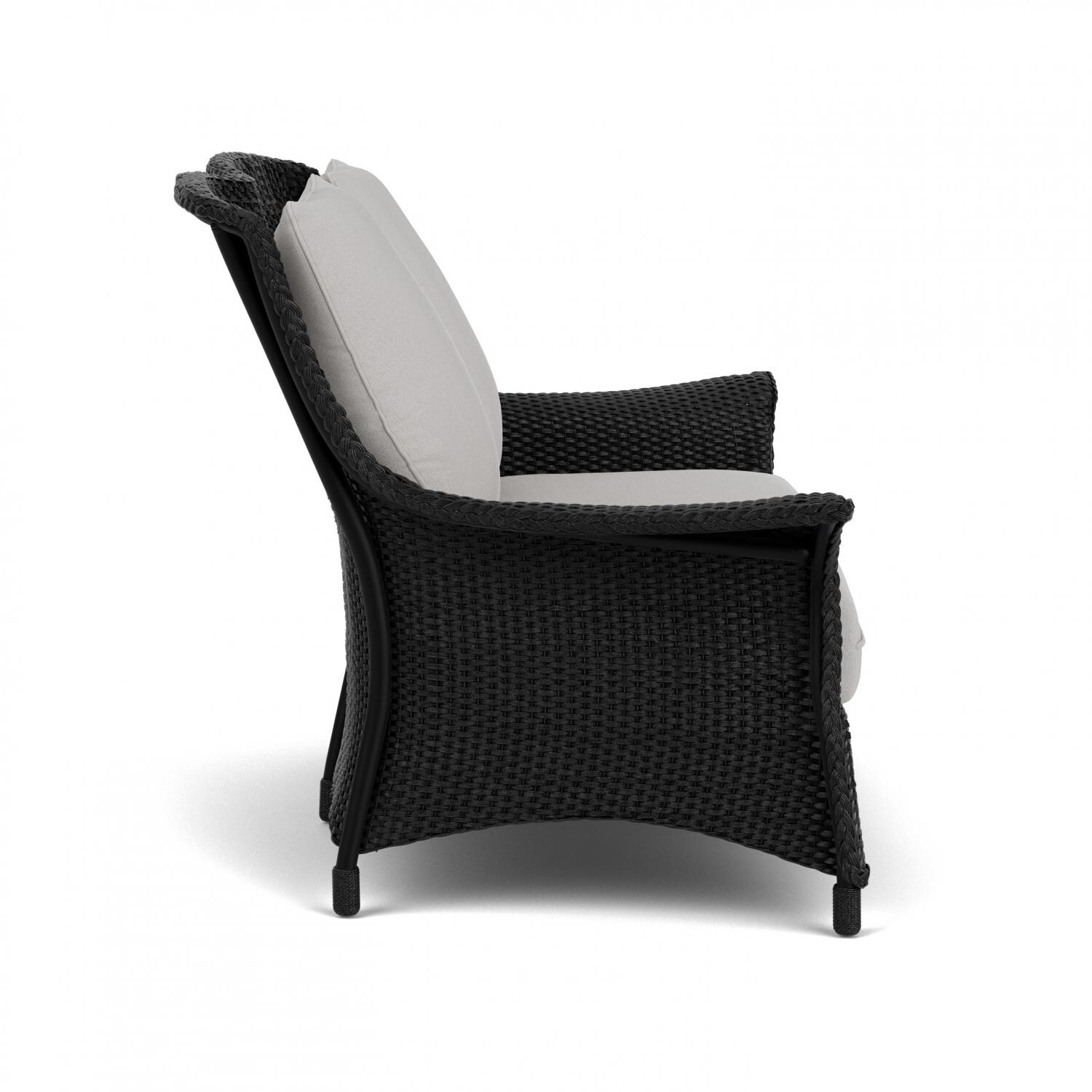 Lloyd Flanders Mandalay Loveseat in Ebony Finish with Tundra Dove fabric - Side thumbnail