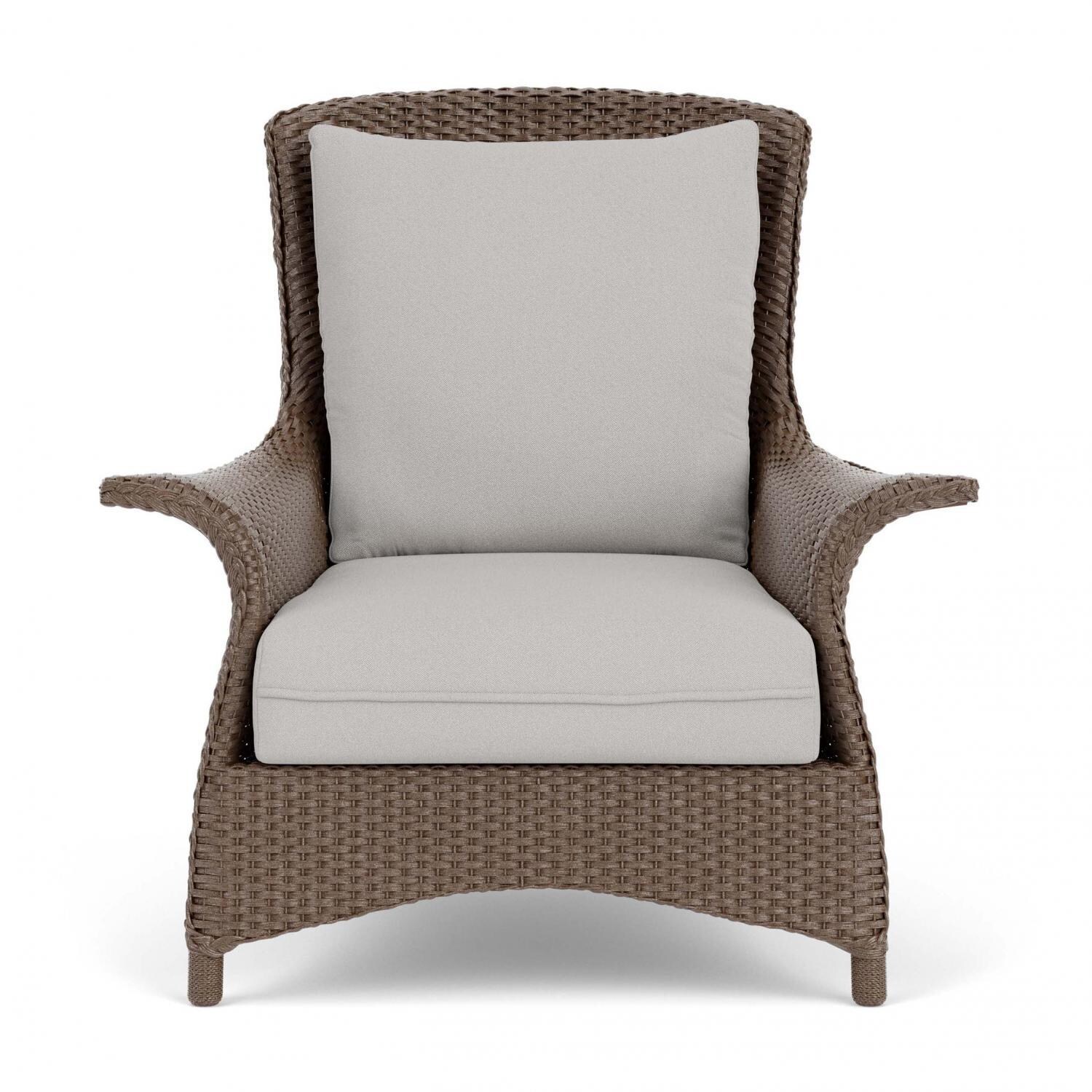 Lloyd Flanders Mandalay Lounge Chair in Bark Finish with Tundra Dove Fabric thumbnail