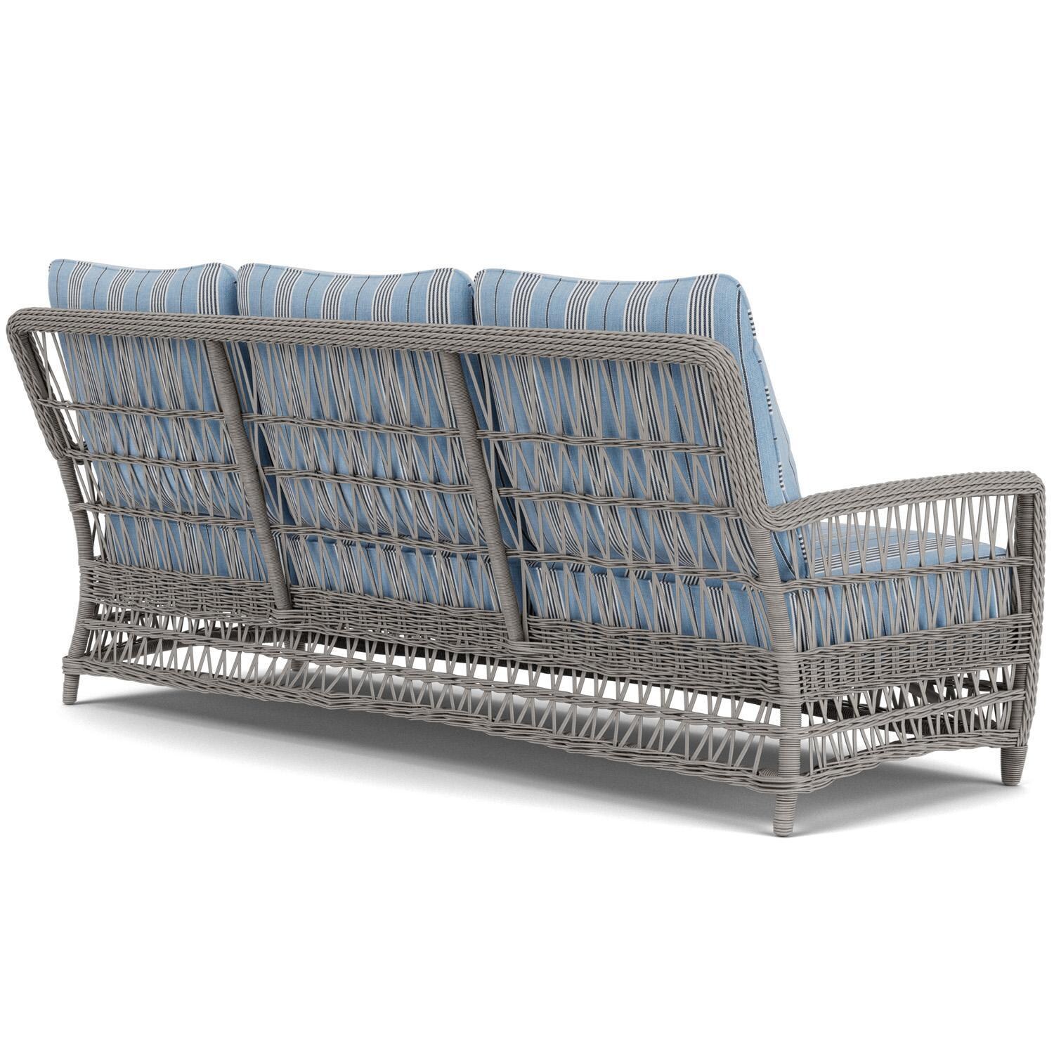 Lloyd Flanders Mackinac Sofa in Putty Finish with Hansen Sky Fabric - Rear Right thumbnail