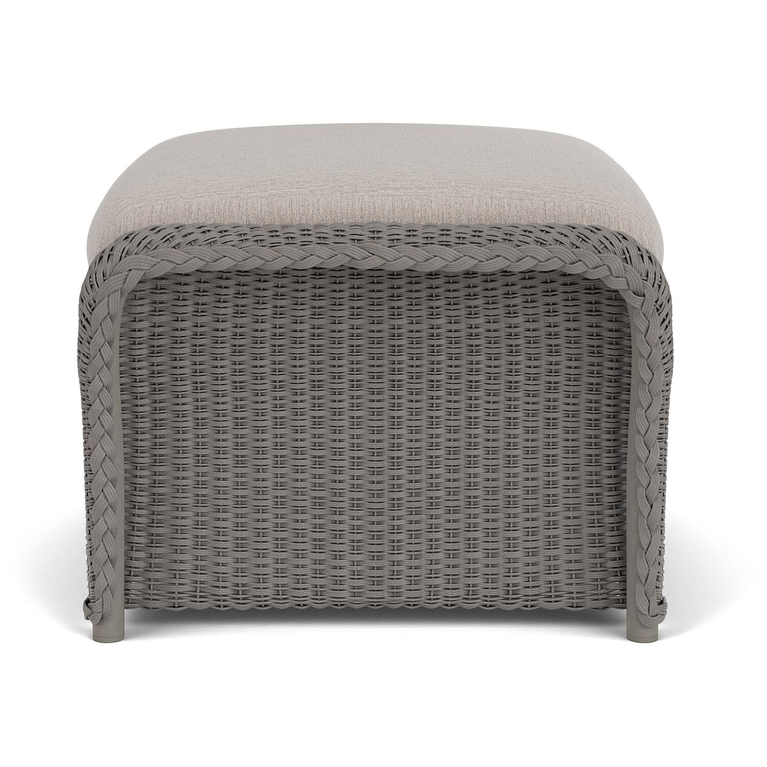 Lloyd Flanders Weekend Retreat Woven Ottoman in Pewter Finish W/ Remy Cloud Fabric - Side thumbnail