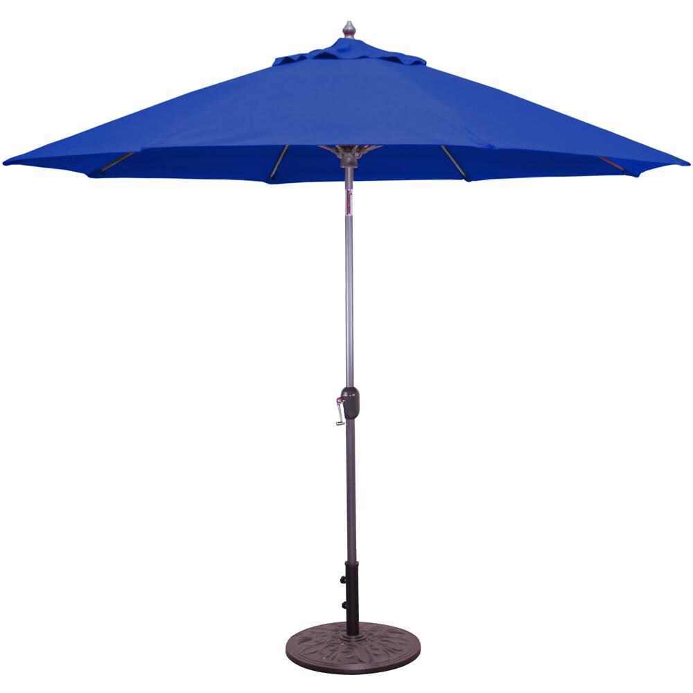 Galtech 9 Ft. Octagonal Bar Height Aluminum Patio Umbrella W/ Crank Lift & Auto Tilt - Charcoal Frame W/ True Blue Sunbrella Fabric (Umbrella Base Not Included) thumbnail