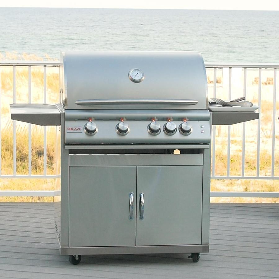 Blaze LTE Marine Grade 32-Inch 4-Burner Freestanding Natural Gas Grill With Rear Infrared Burner & Grill Lights - BLZ-4LTE2MG-NG