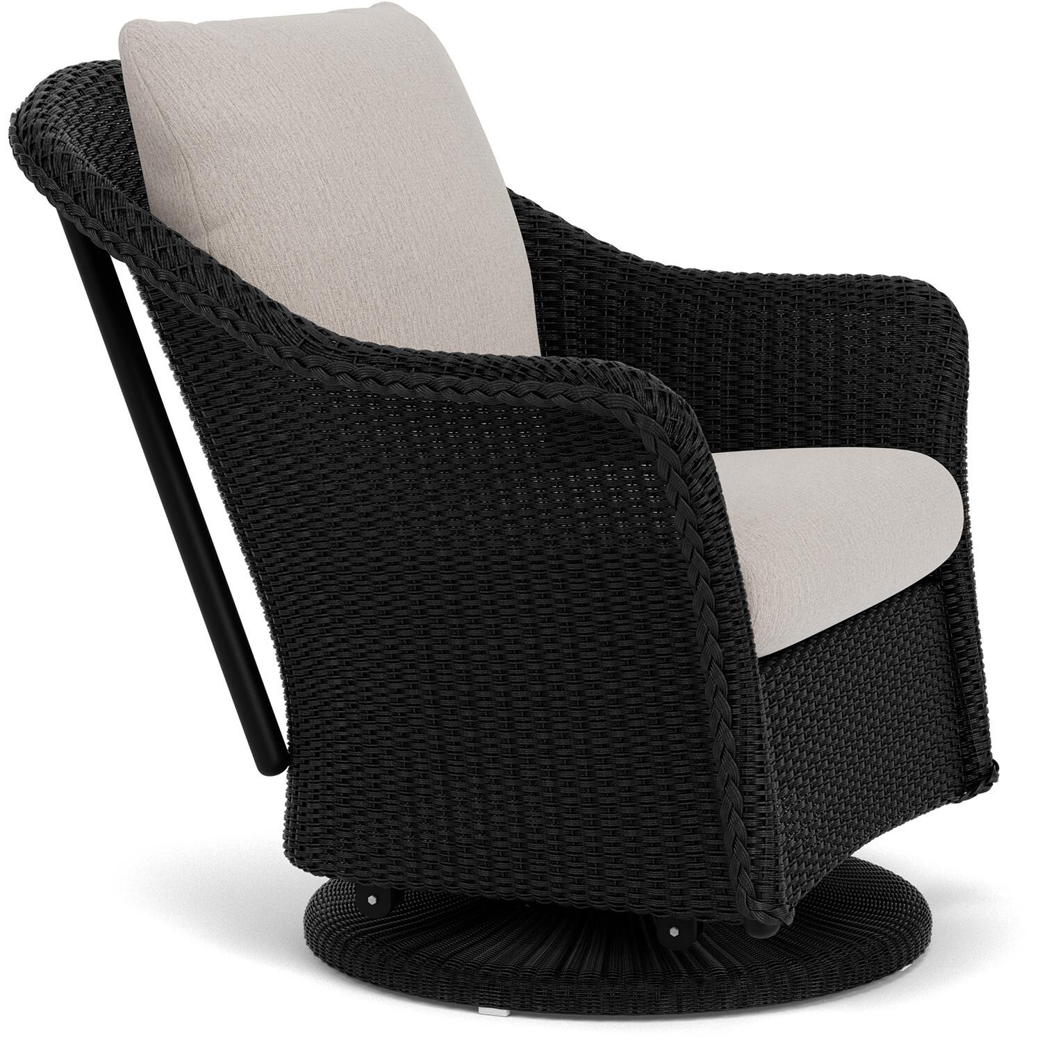 Lloyd Flanders Weekend Retreat Swivel Glider Lounge Chair in Ebony Finish W/ Remy Cloud Fabric - Angled thumbnail