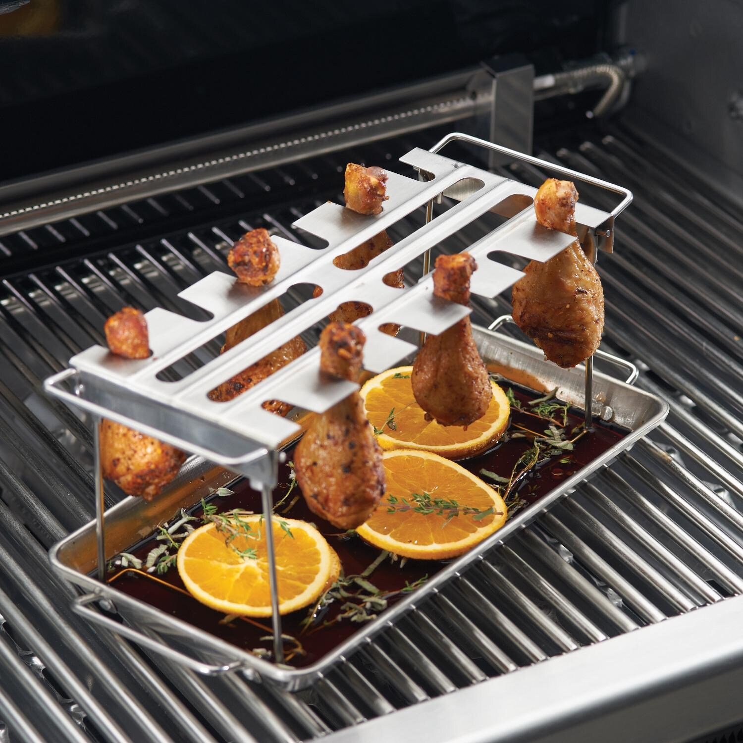 Broil King 7 X 15Inch Stainless Steel Wing Grill Rack & Pan BBQGuys