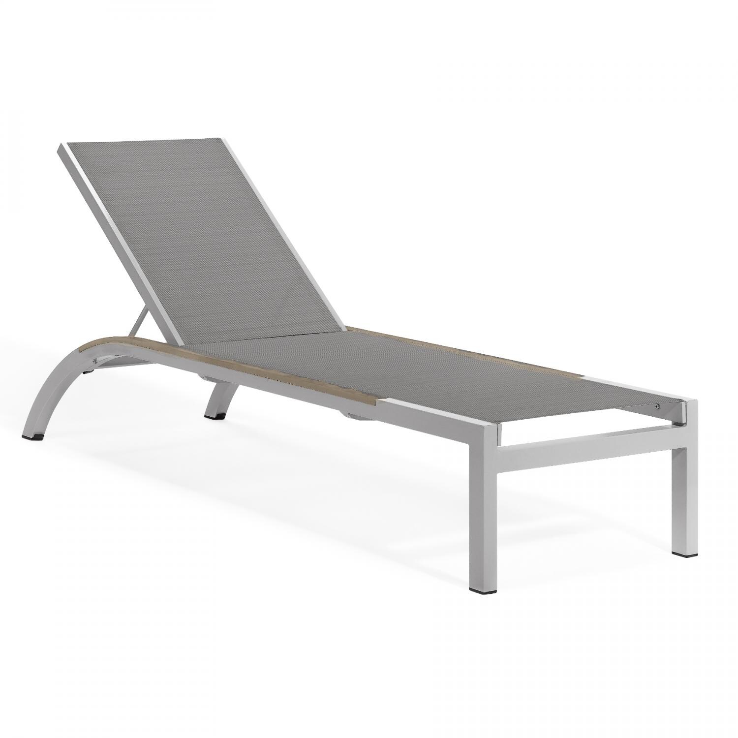 Argento Aluminum Patio Chaise Lounge W/ Tekwood Vintage Side Rails - Titanium Sling thumbnail