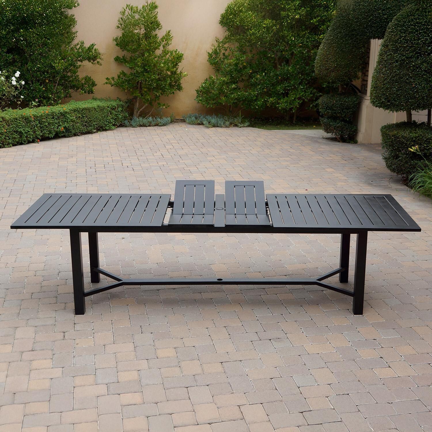 Darlee DL13-11PCD-2350LE-S Nassau 11 Pc Cast Aluminum Dining Set in Antique Bronze w/ Sesame Cushions - Table w/ Extension - Lifestyle thumbnail