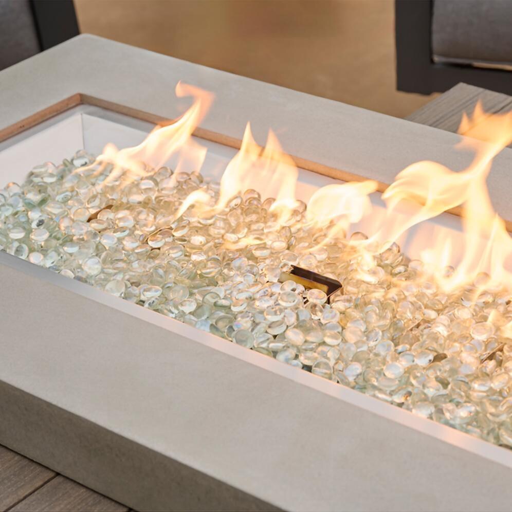 Lakeview Outdoor Designs Emfield 65 Inch Rectangular Aluminum Natural Gas w/ Electronic Ignition Fire Pit Table in Coastal Grey (Ships as Propane w/ Conversion Kit) - Flame - Detail thumbnail