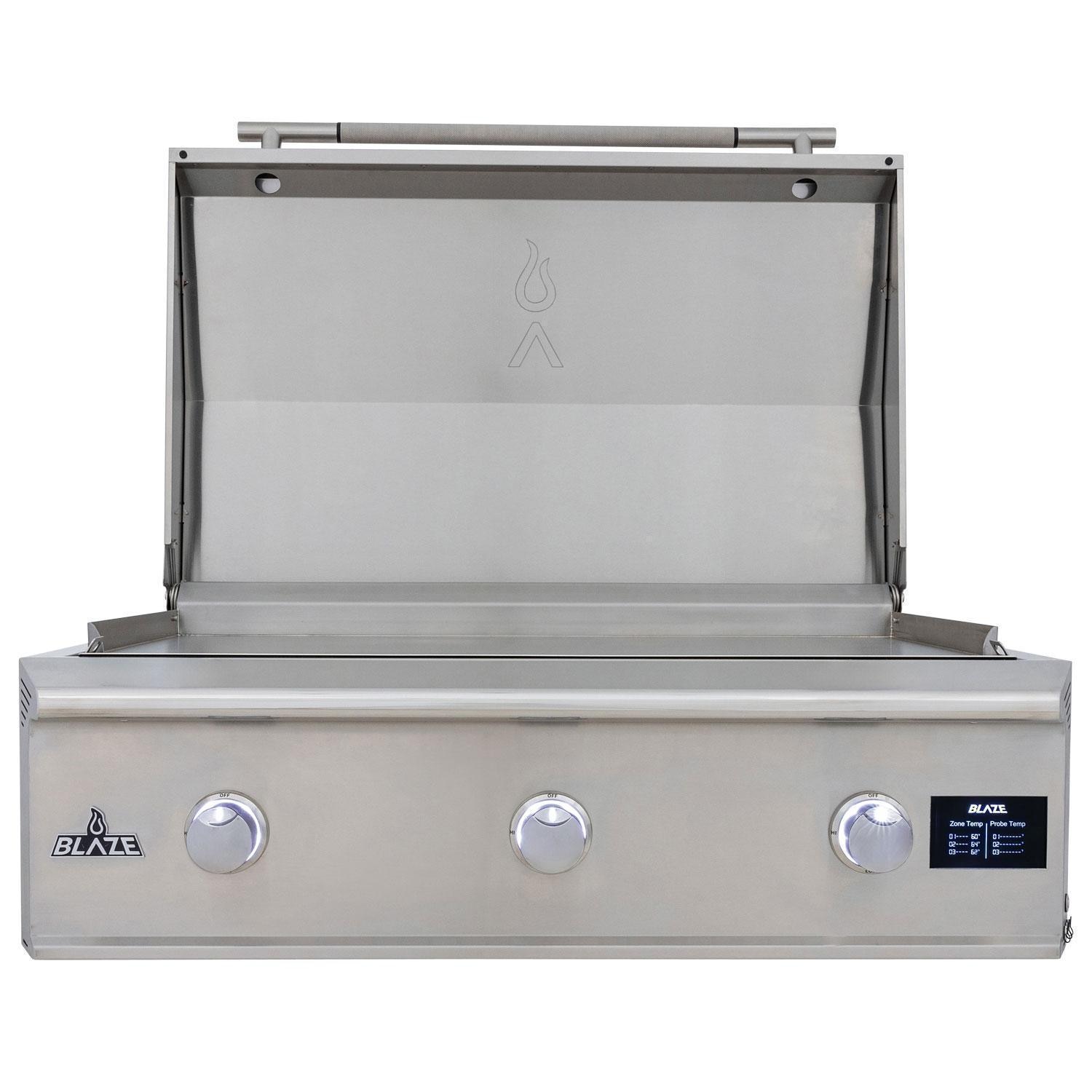 Blaze BLZ-GRIDDLE40-NG Natural Gas Griddle - Knob Light Off - Front View -  White Background thumbnail
