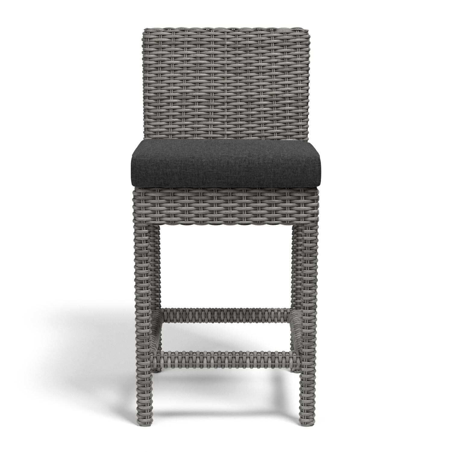 Sunset West - 1802-7C-48085 - Emerald II Resin Wicker Patio Counter Stool W/ Sunbrella Spectrum Carbon Cushions - Front View thumbnail