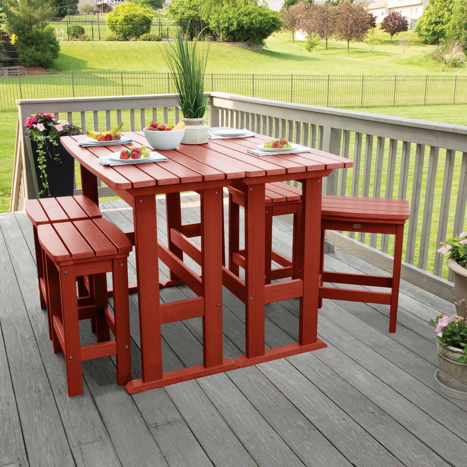 Hart Lane 6 Pc Recycled Plastic Counter Height Dining Set in Rustic Red by Lakeview Outdoor Designs