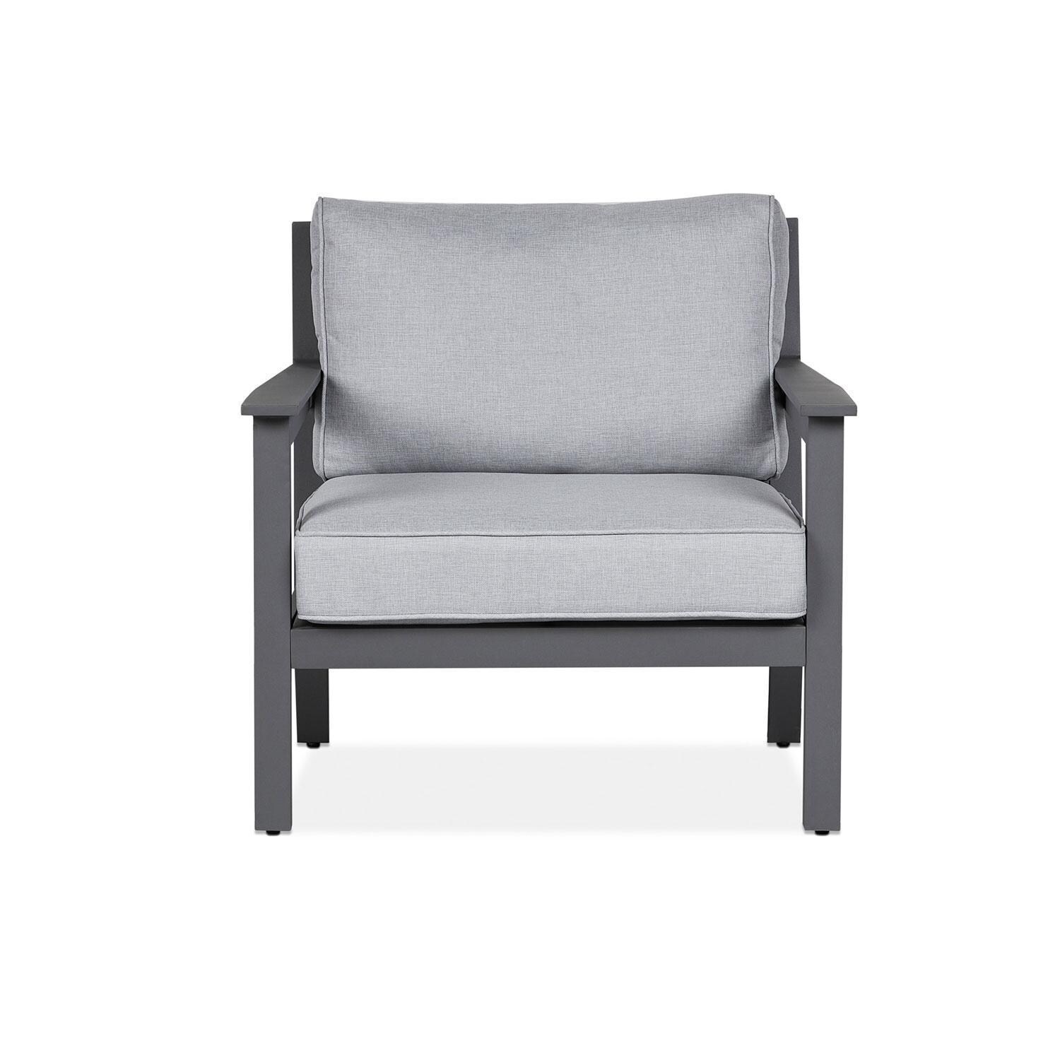 Lakeview Outdoor Designs SC2370GRY Cabin Way Aluminum Outdoor Chair With Cushions in Gray - Front thumbnail