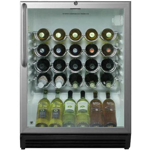 Summit Commercial 36 Bottle Built-In / Freestanding Wine Cellar / Cooler With Towel Bar Handle - Stocked View thumbnail