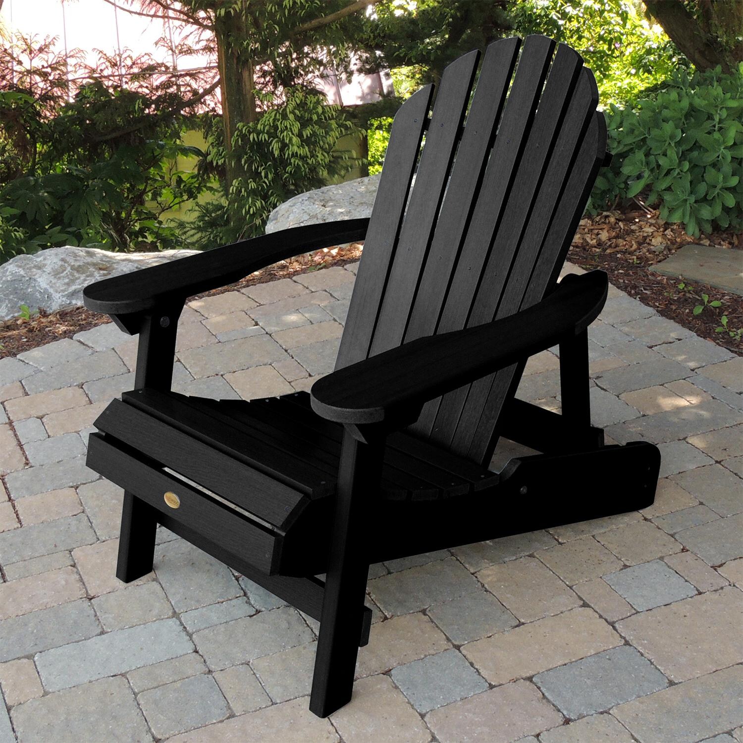 Highwood USA Hamilton Folding & Reclining Adirondack Chair - Black - AD-CHL1-BKE image