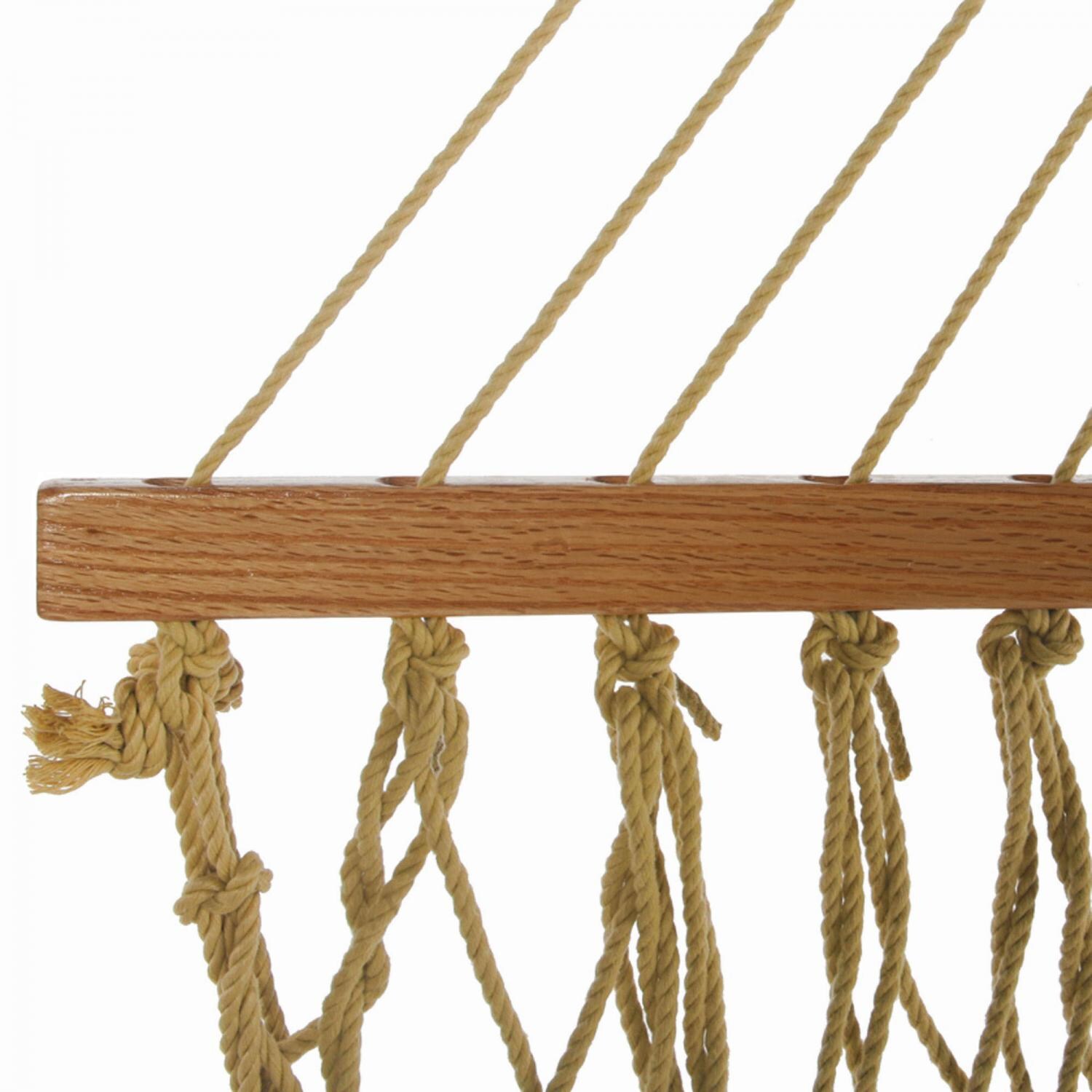 Pawleys Island 15DCTAN Presidential Size Original DuraCord Rope Hammock - Tan - Spreader Bar Detail thumbnail
